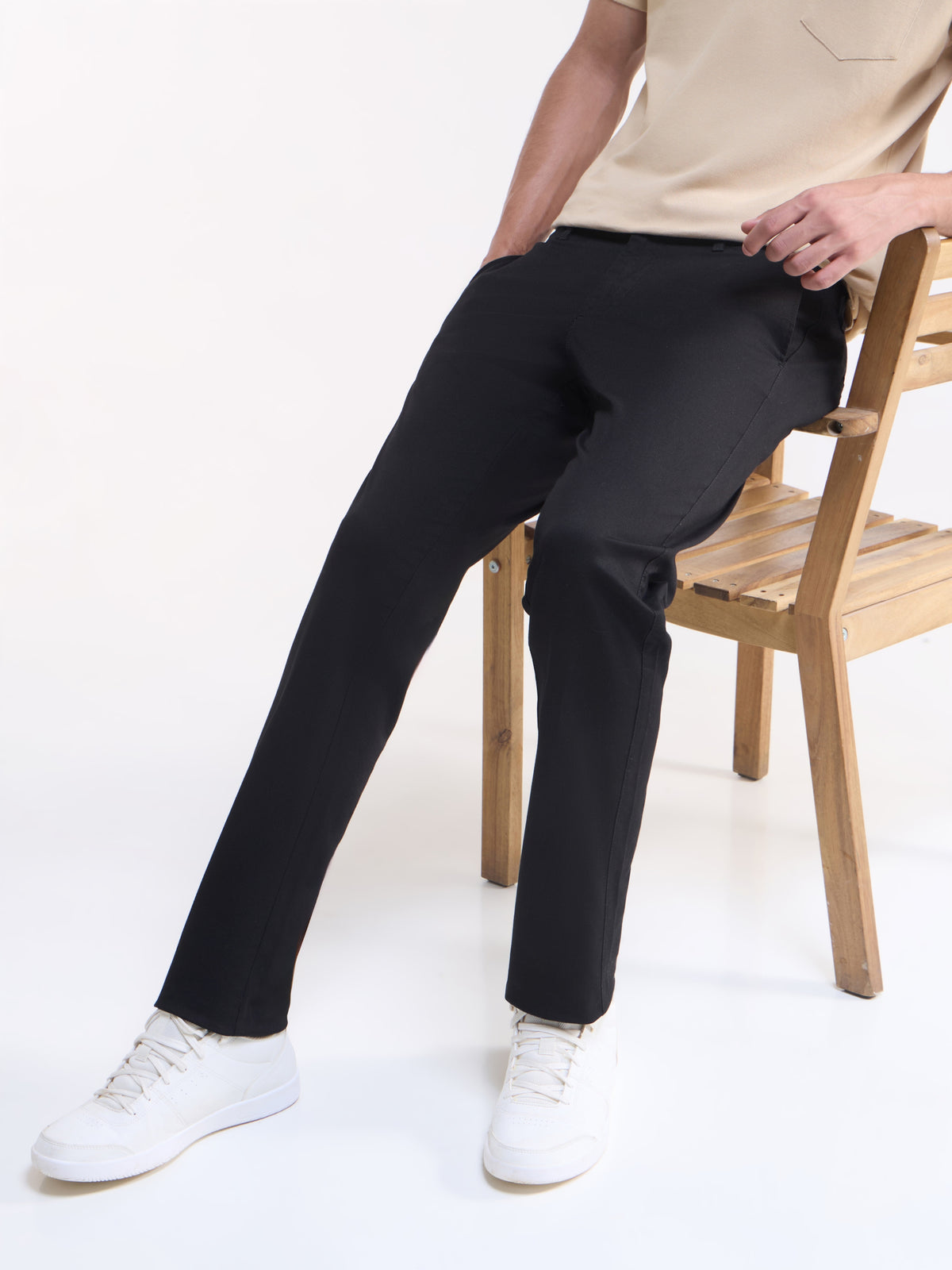 Slim Fit Cotton Stretch Trouser - Black t4option_0