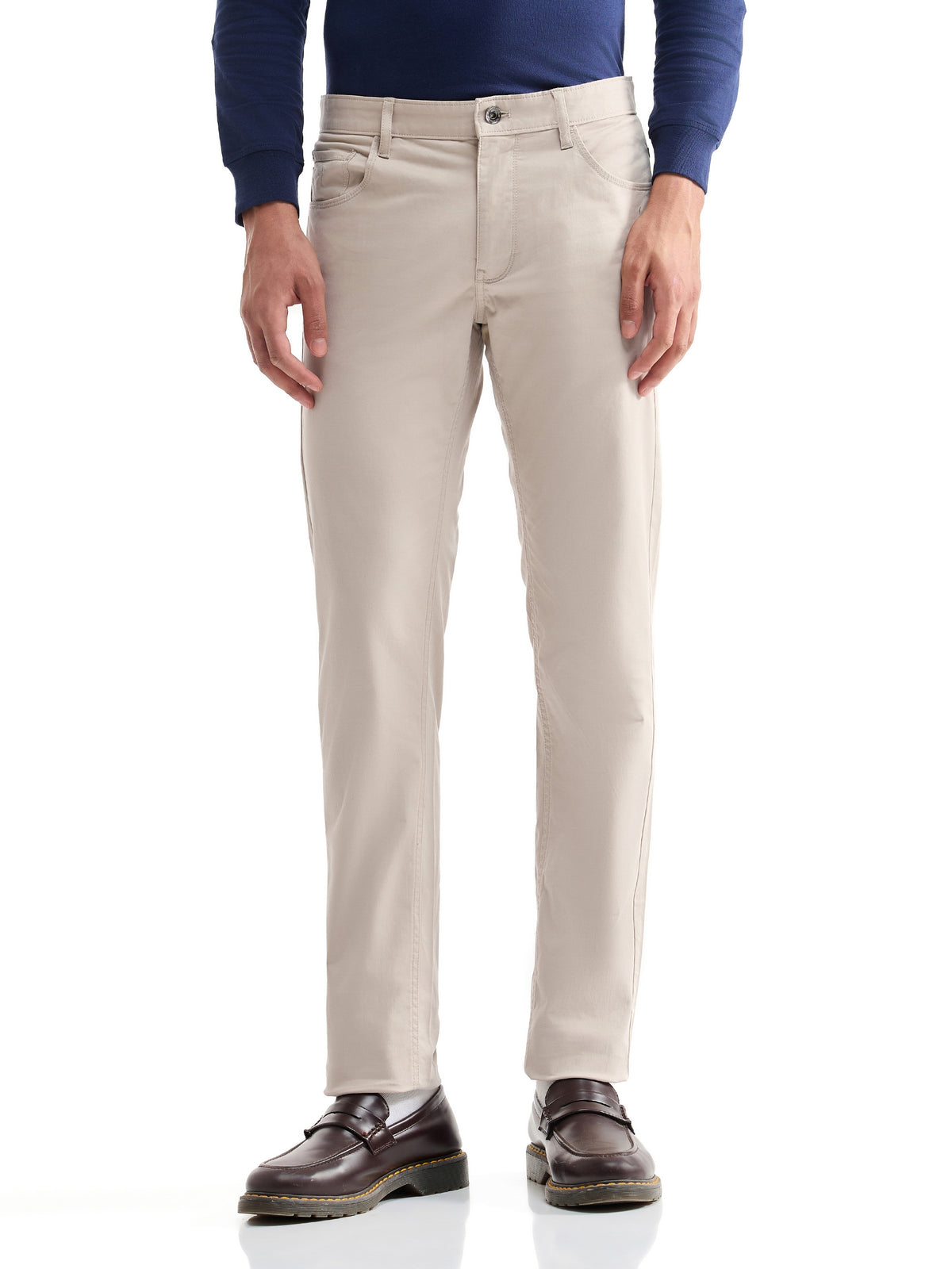 Slim Fit Cotton Trouser - Lt Khaki t4option_0