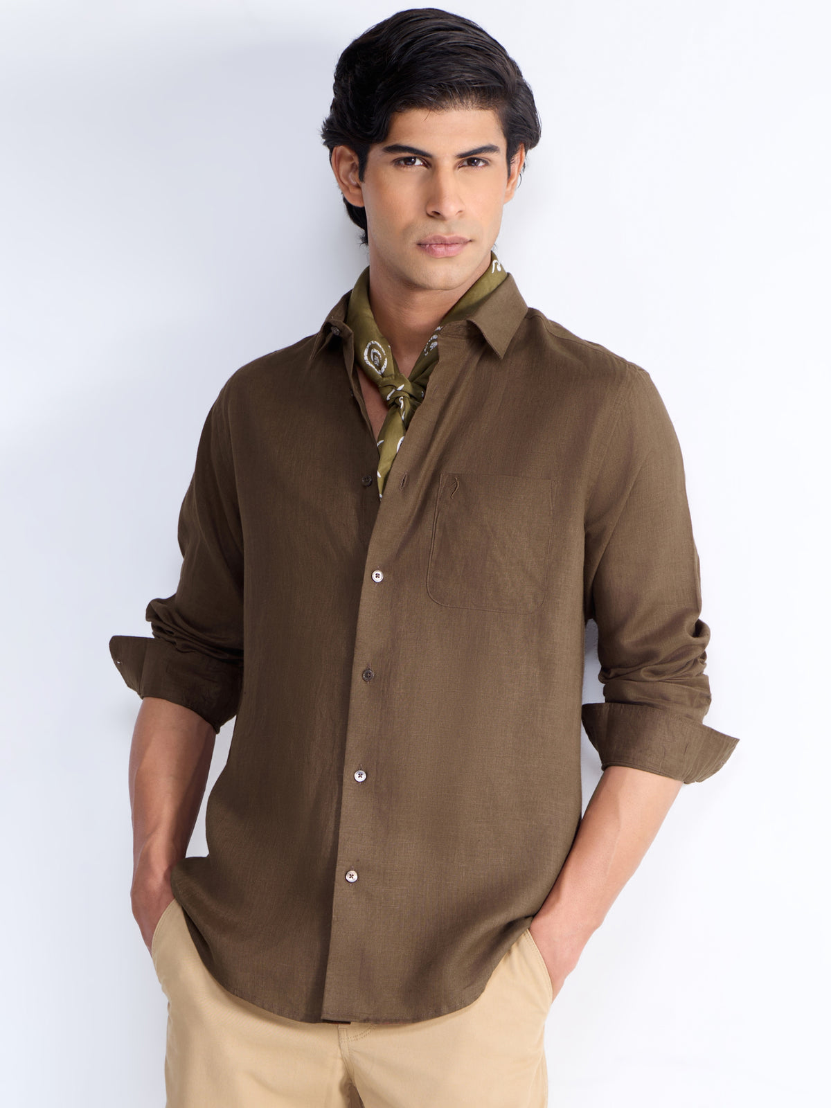 Solid Regular Fit Shirt - Choco t4option_2