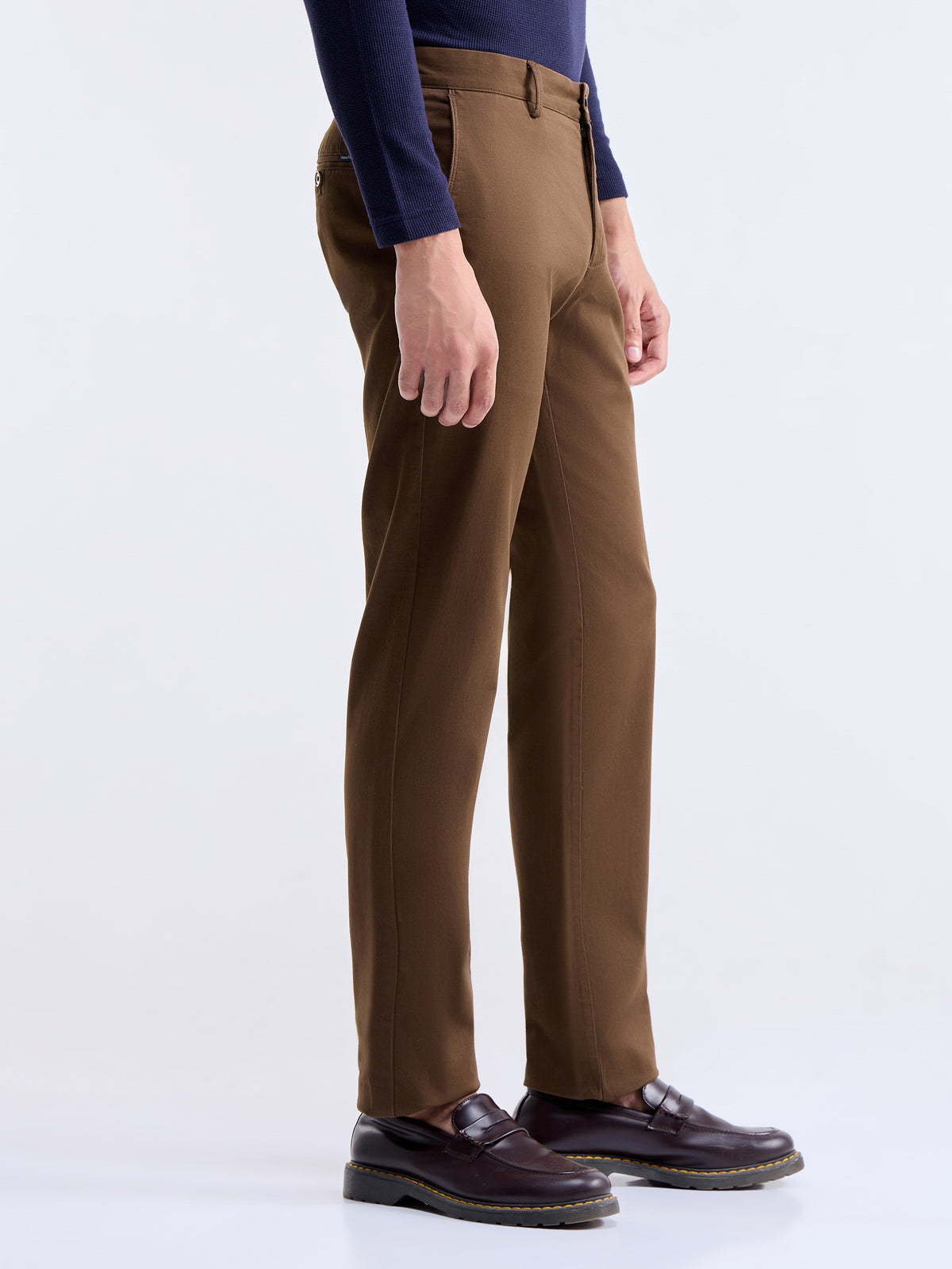Slim Fit Cotton Stretch Trouser - Choco t4option_2