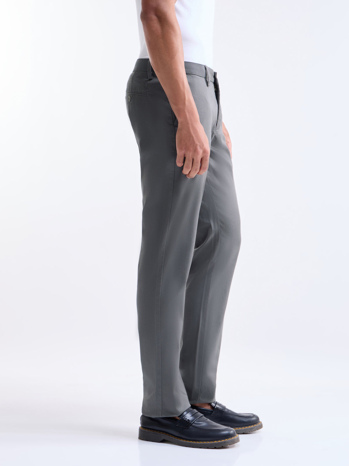 Slim Fit Cotton Stretch Trouser - Charcoal t4option_2