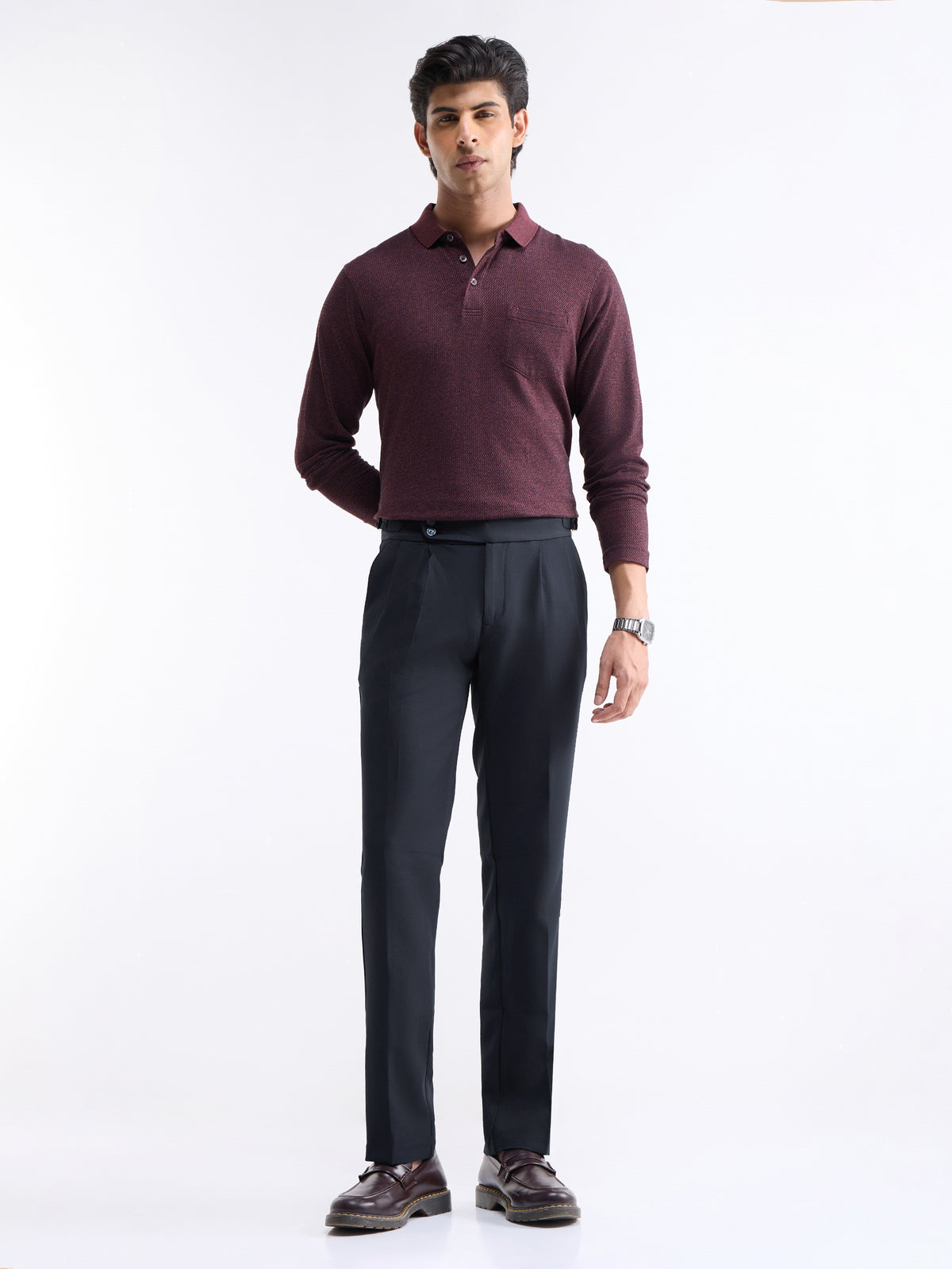 Regular Fit Cotton Stretch Trouser - Navy t4option_0