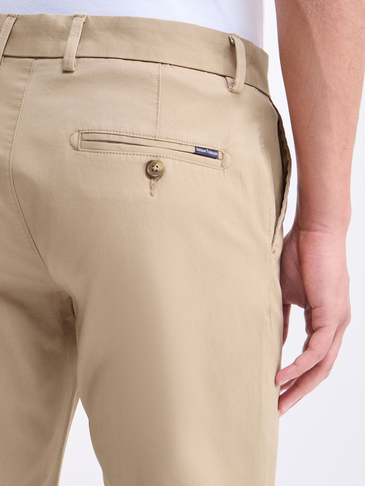 Twill Regular Fit Cotton Stretch Trouser - Khaki t4option_2