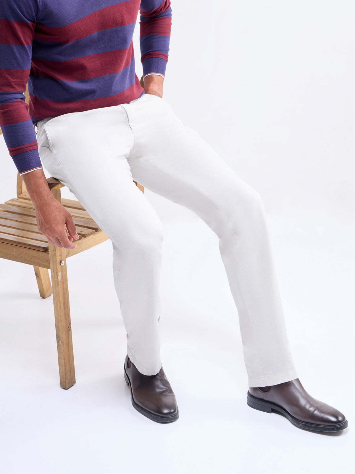 Regular Fit Cotton Linen Trouser - Natural t4option_0