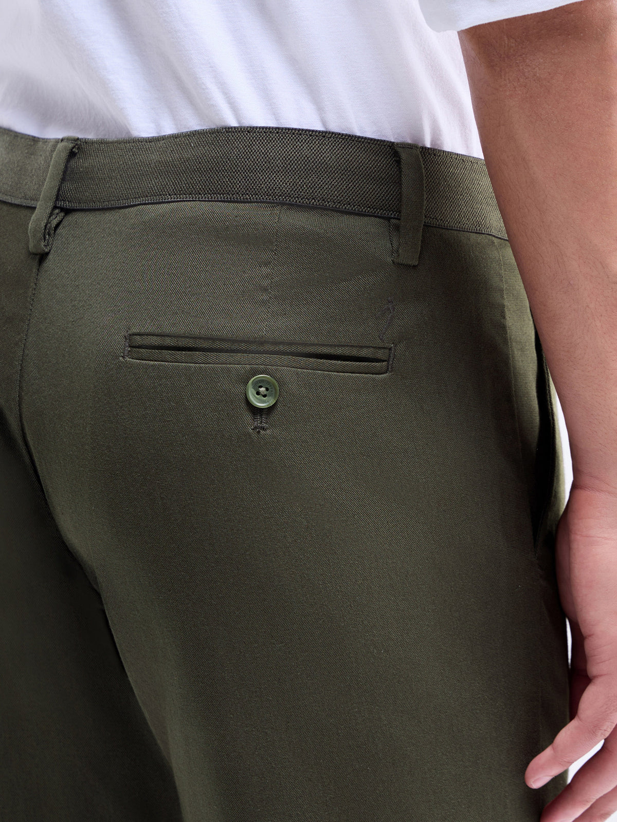 Slim Fit Cotton Stretch Trouser - Dark Olive t4option_6