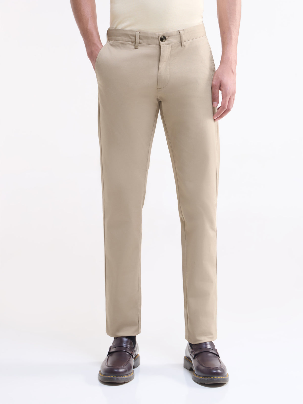 Slim Fit Cotton Stretch Trouser - Lt Khaki t4option_0