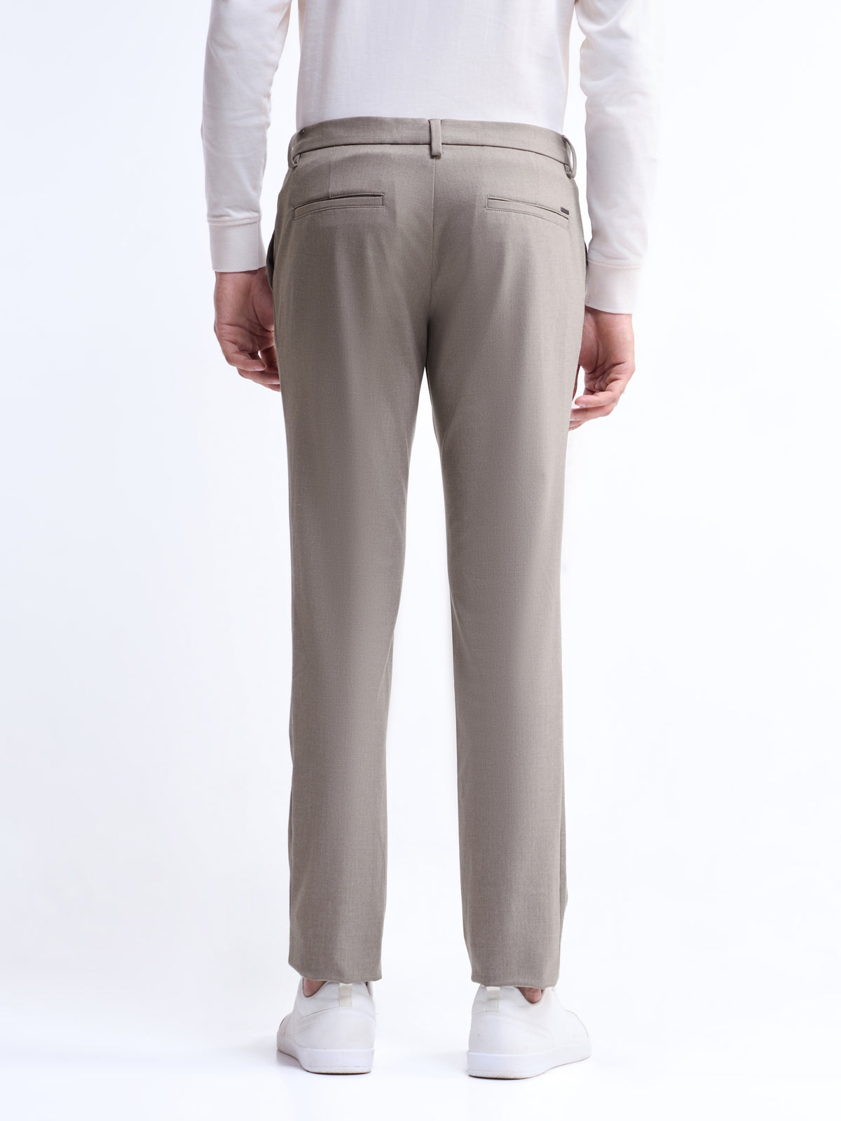 Slim Comfort Fit Poly Viscose Trouser - Khaki Mel t4option_3