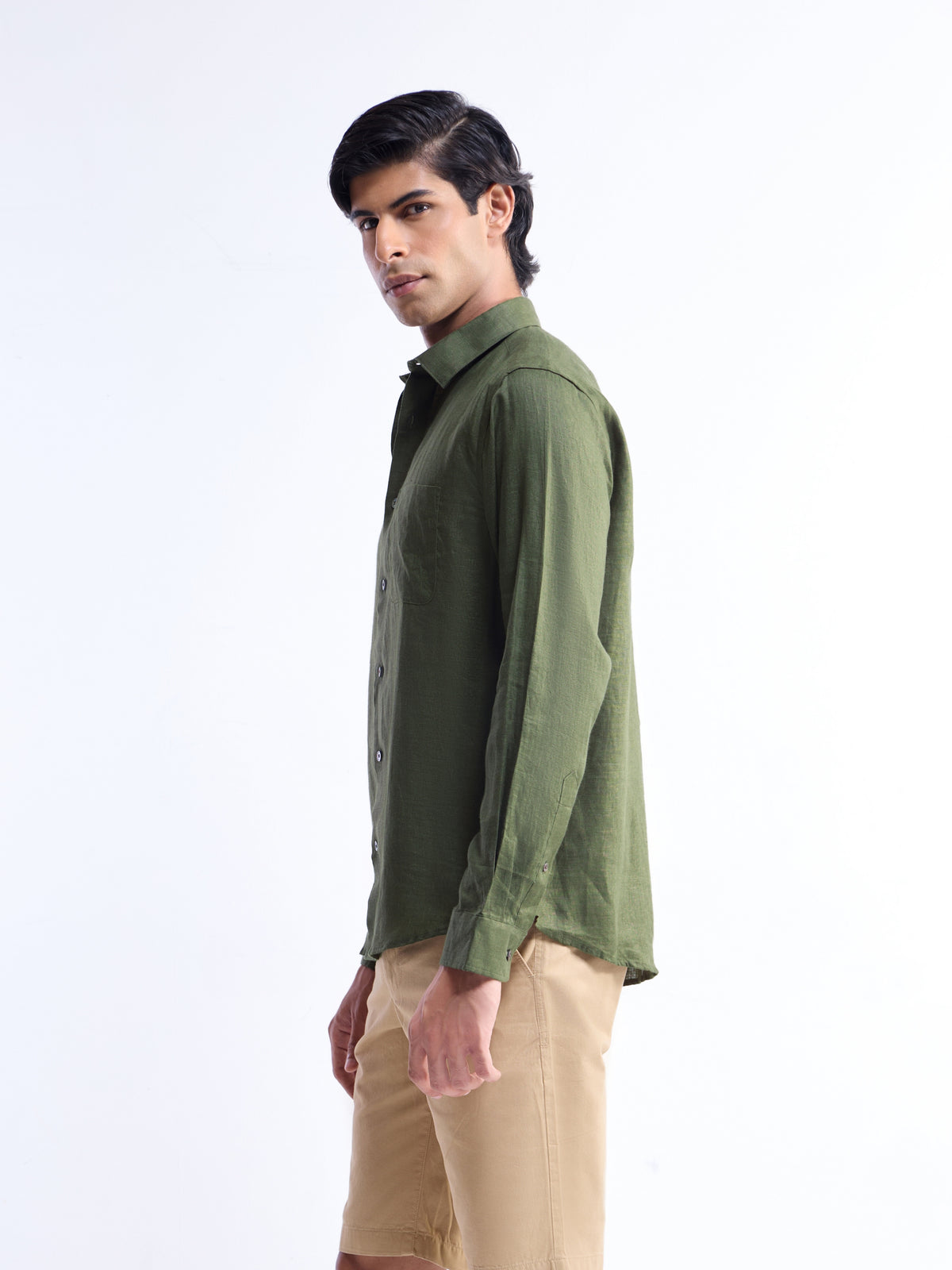 Solid Regular Fit Shirt - Olive t4option_6