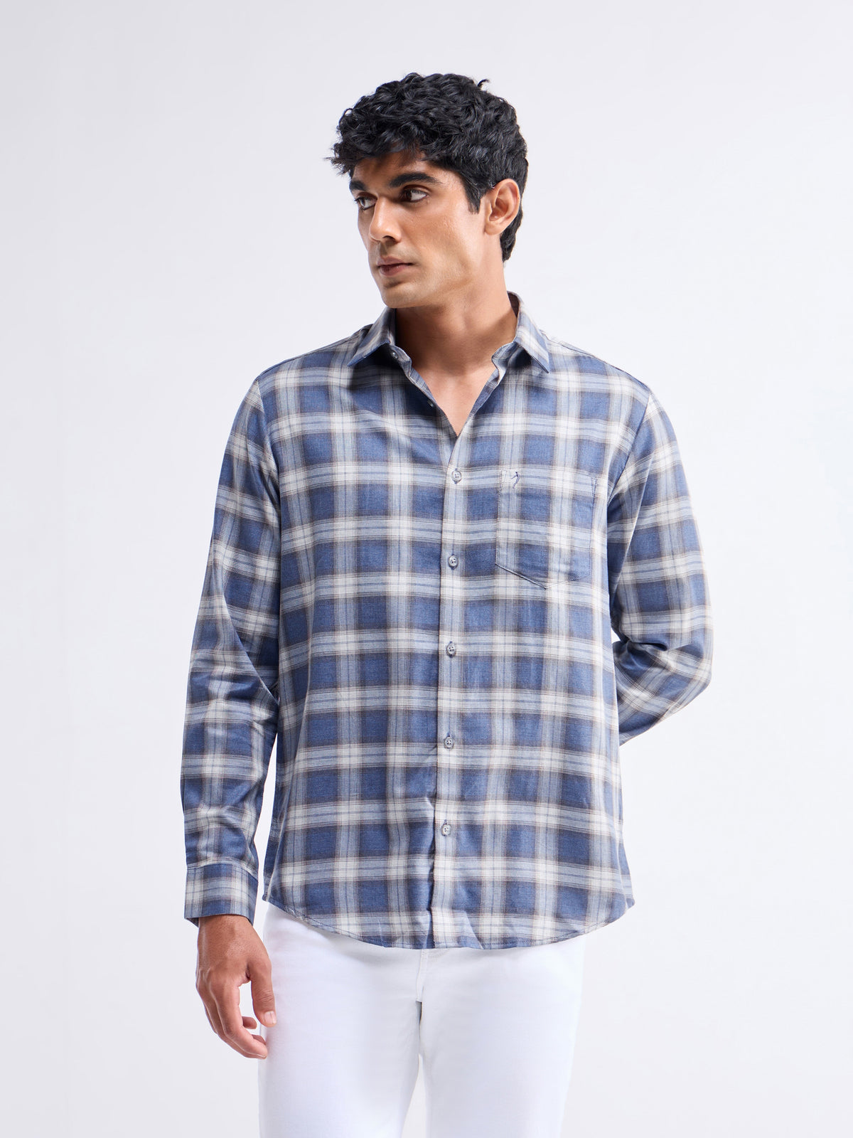 Check Full Sleeve Cotton Shirt - Dk Grey M. t4option_0