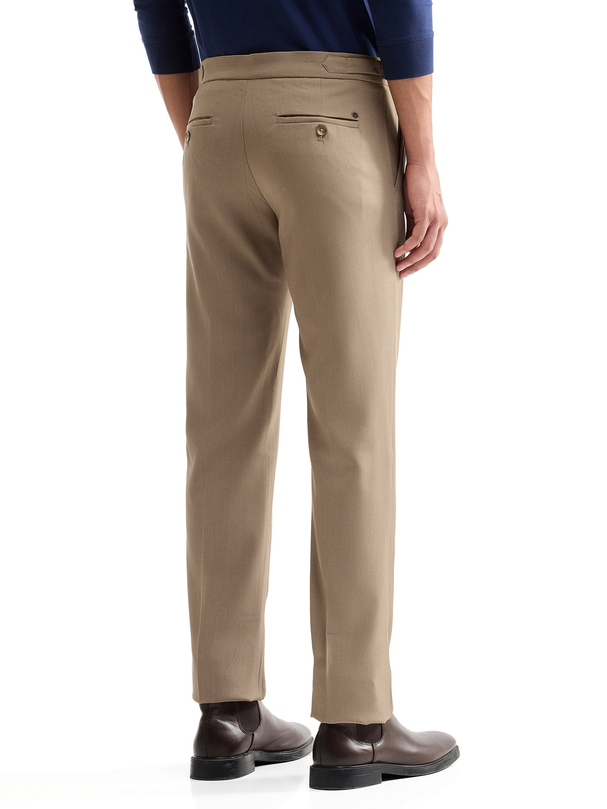 Regular Fit Cotton Stretch Trouser - Khaki t4option_0