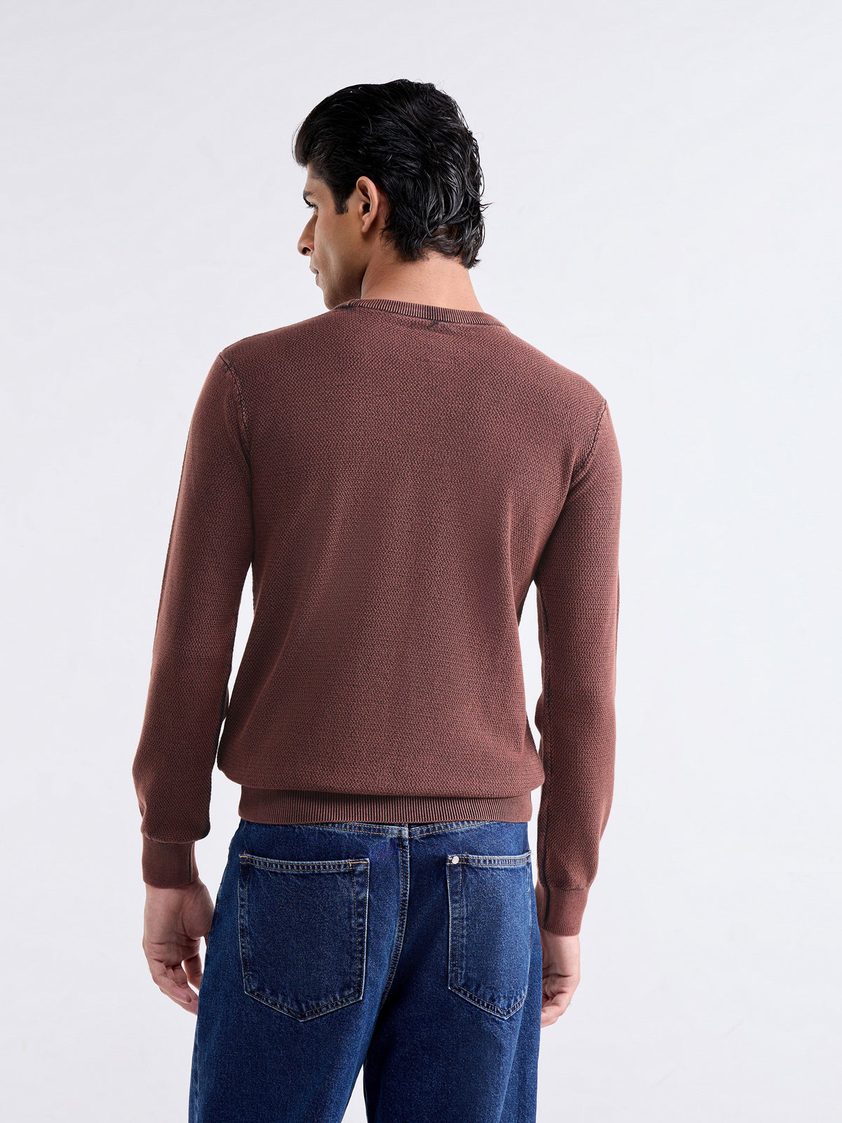 Textured Full Sleeve Jumper Sweater - Cappuccino t4option_0