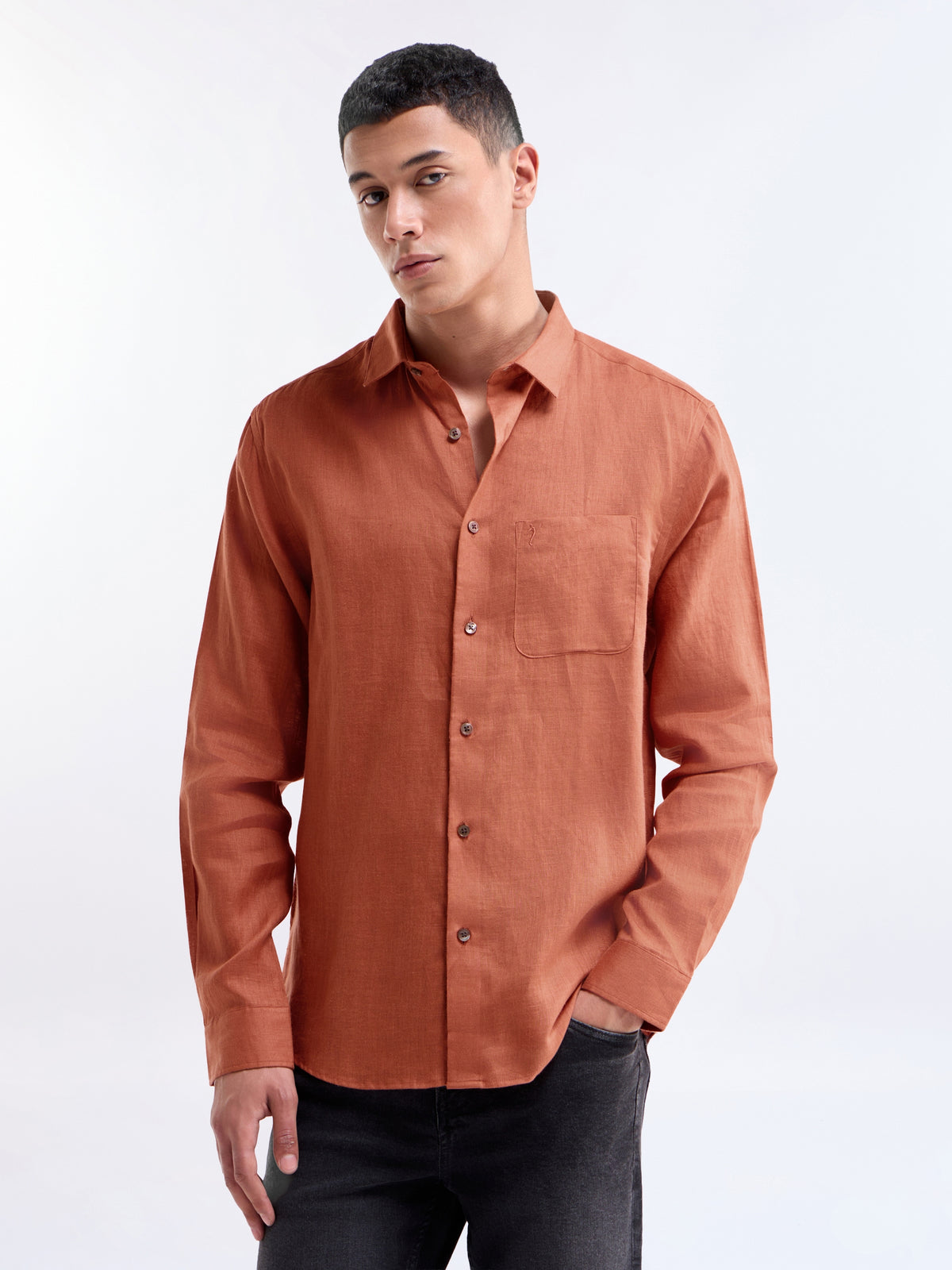 Solid Regular Fit Shirt - Rust t4option_9