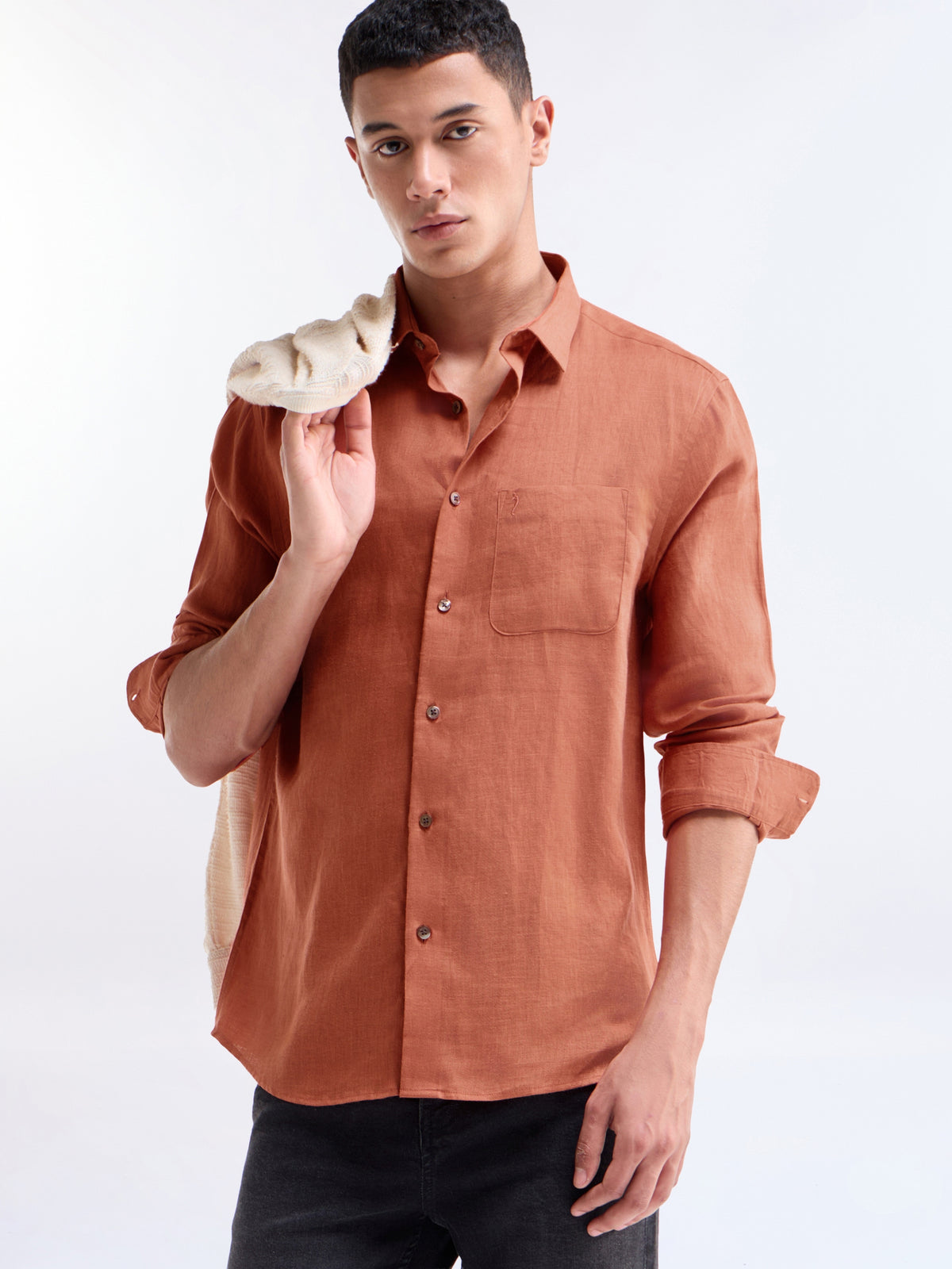 Solid Regular Fit Shirt - Rust t4option_9