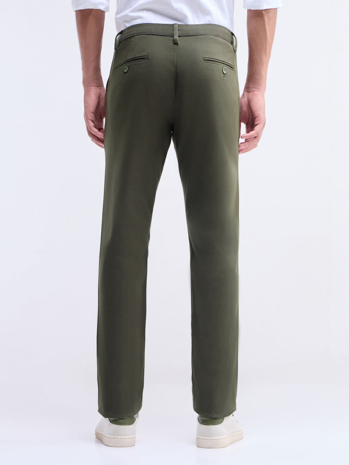 Slim Fit Cotton Stretch Trouser - Dark Olive t4option_6