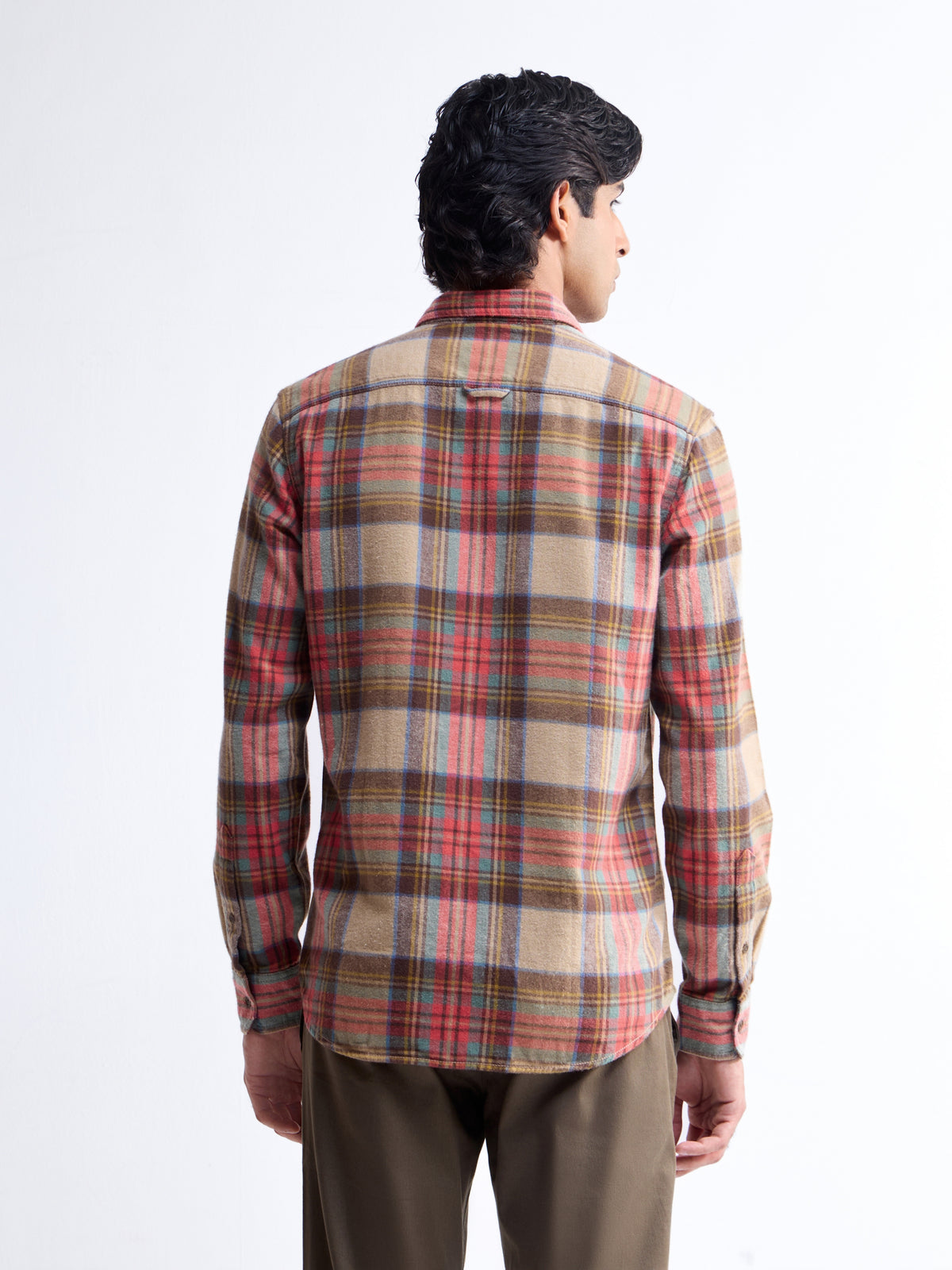 Check Full Sleeve Cotton Shirt - Khaki t4option_0