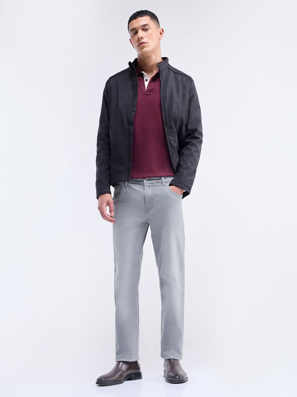 Slim Fit Stretchable Jeans - Light Grey t4option_0