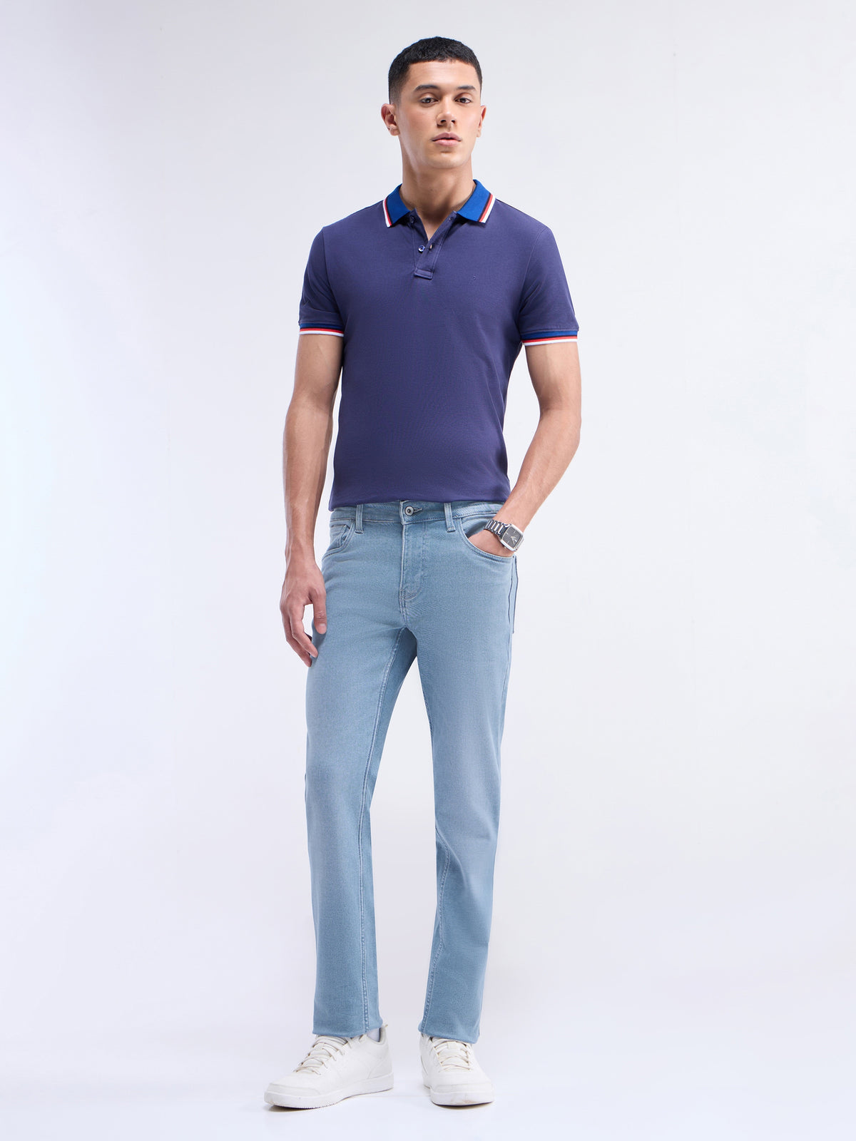 Slim Fit Stretchable Jeans - Light Wash t4option_0