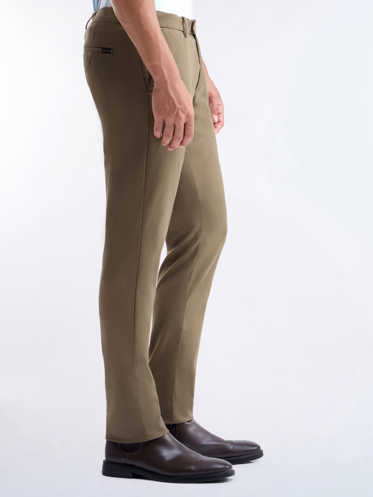 Slim Fit Cotton Tencel Spandex Trouser - Tan t4option_3