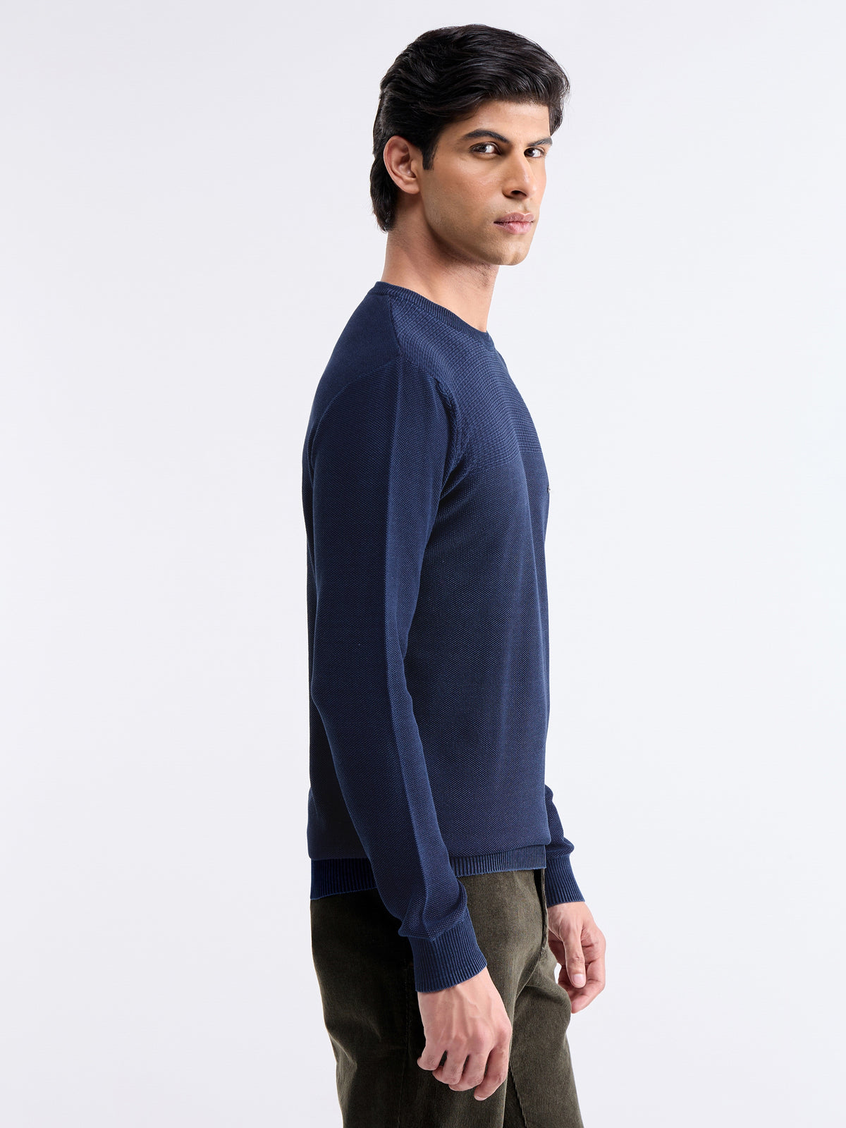 Solid Full Sleeve Jumper Sweater - Dk Indigo t4option_0