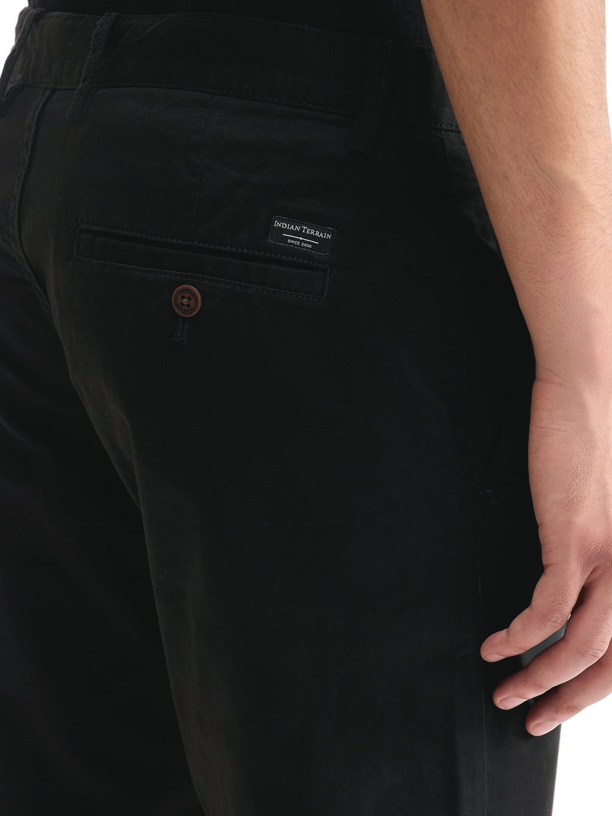 Slim Fit Cotton Trouser - Black t4option_0