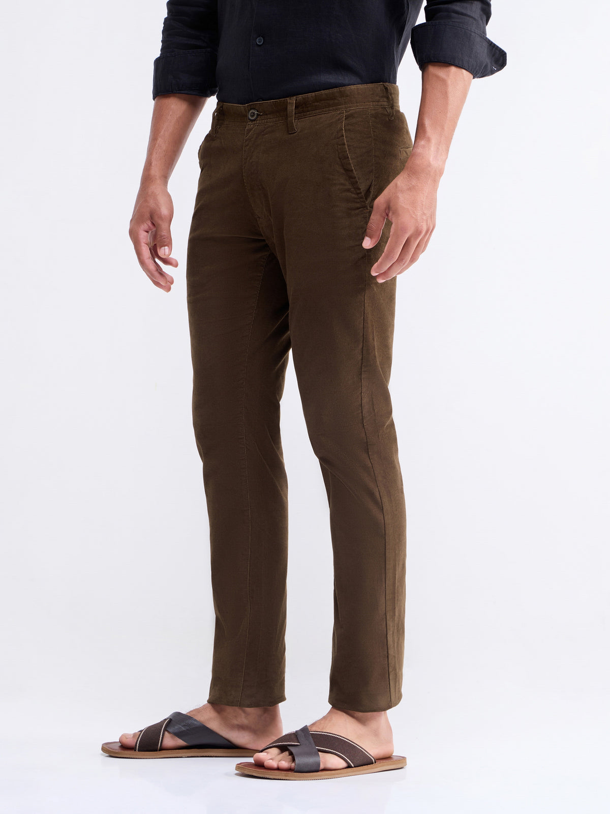 Slim Fit Cotton Stretch Trouser - Brown t4option_4