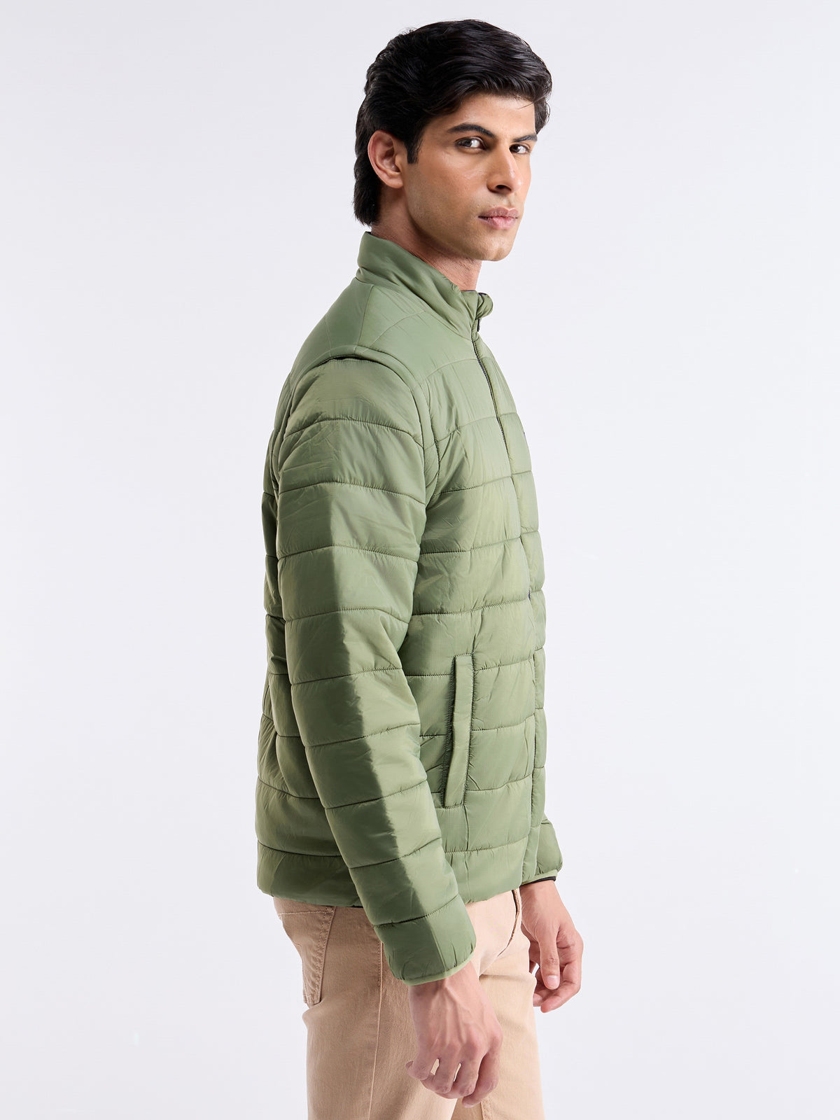 Solid Full Sleeve Bomber Jacket - Sap t4option_0