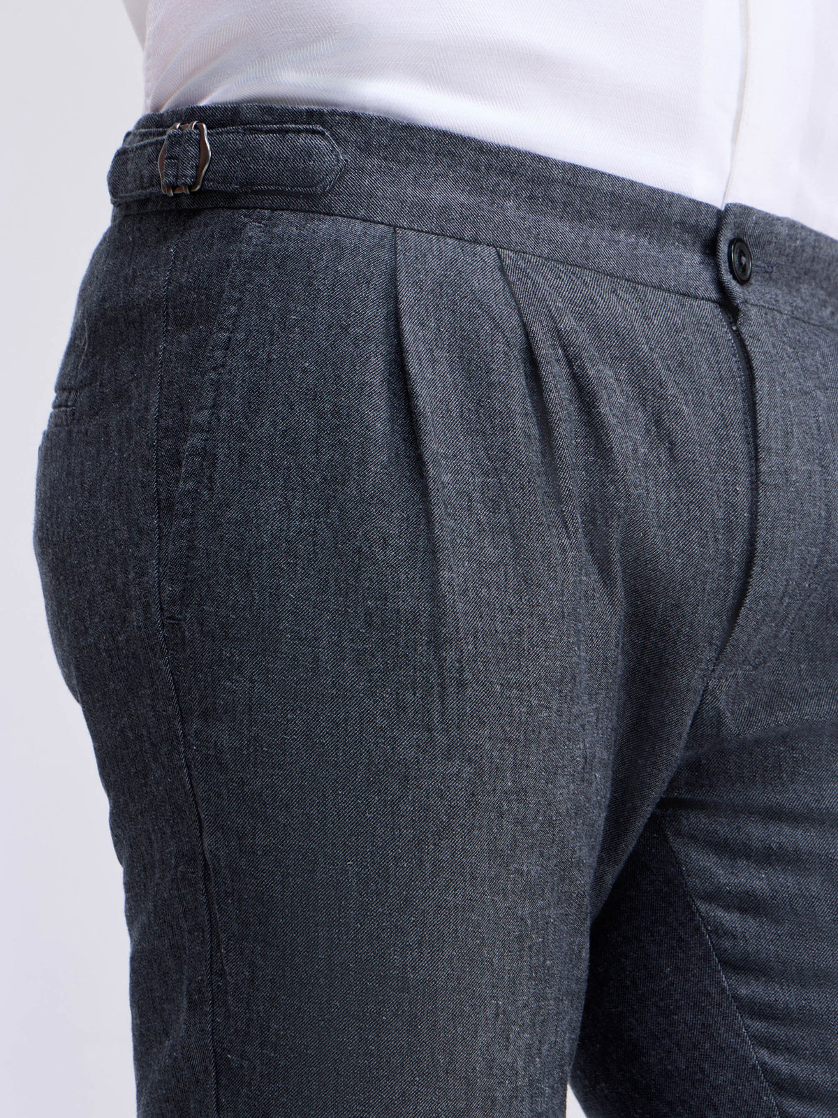 Regular Fit Cotton Linen Trouser - Dark Grey t4option_1