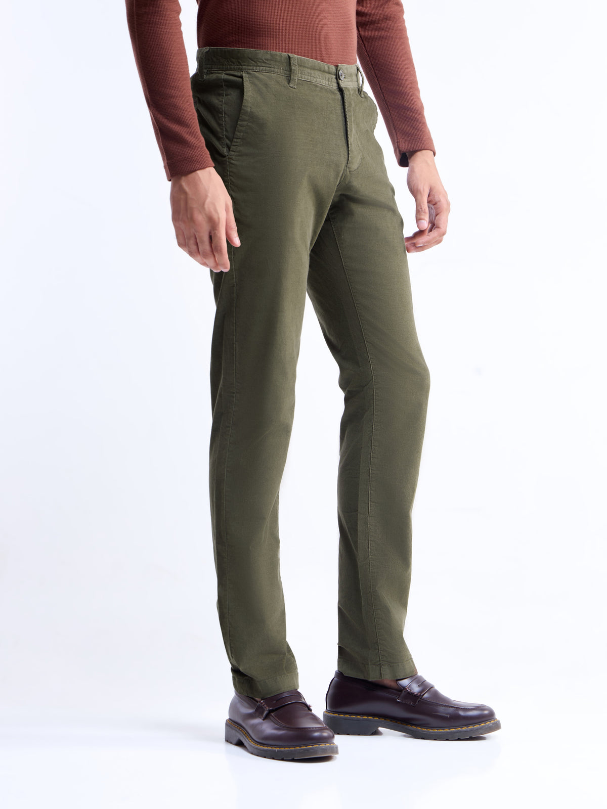Slim Fit Cotton Stretch Trouser - Olive t4option_0