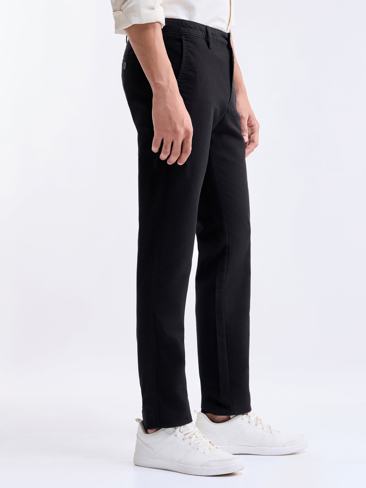 Slim Fit Cotton Stretch Trouser - Black t4option_0