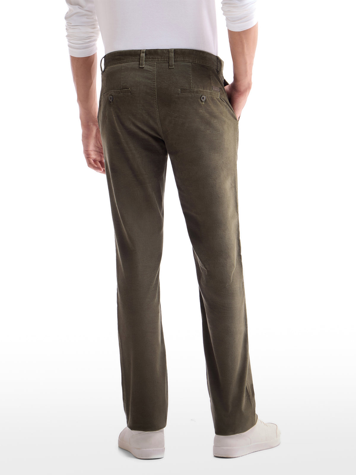Regular Fit Cotton Stretch Trouser - Olive t4option_0