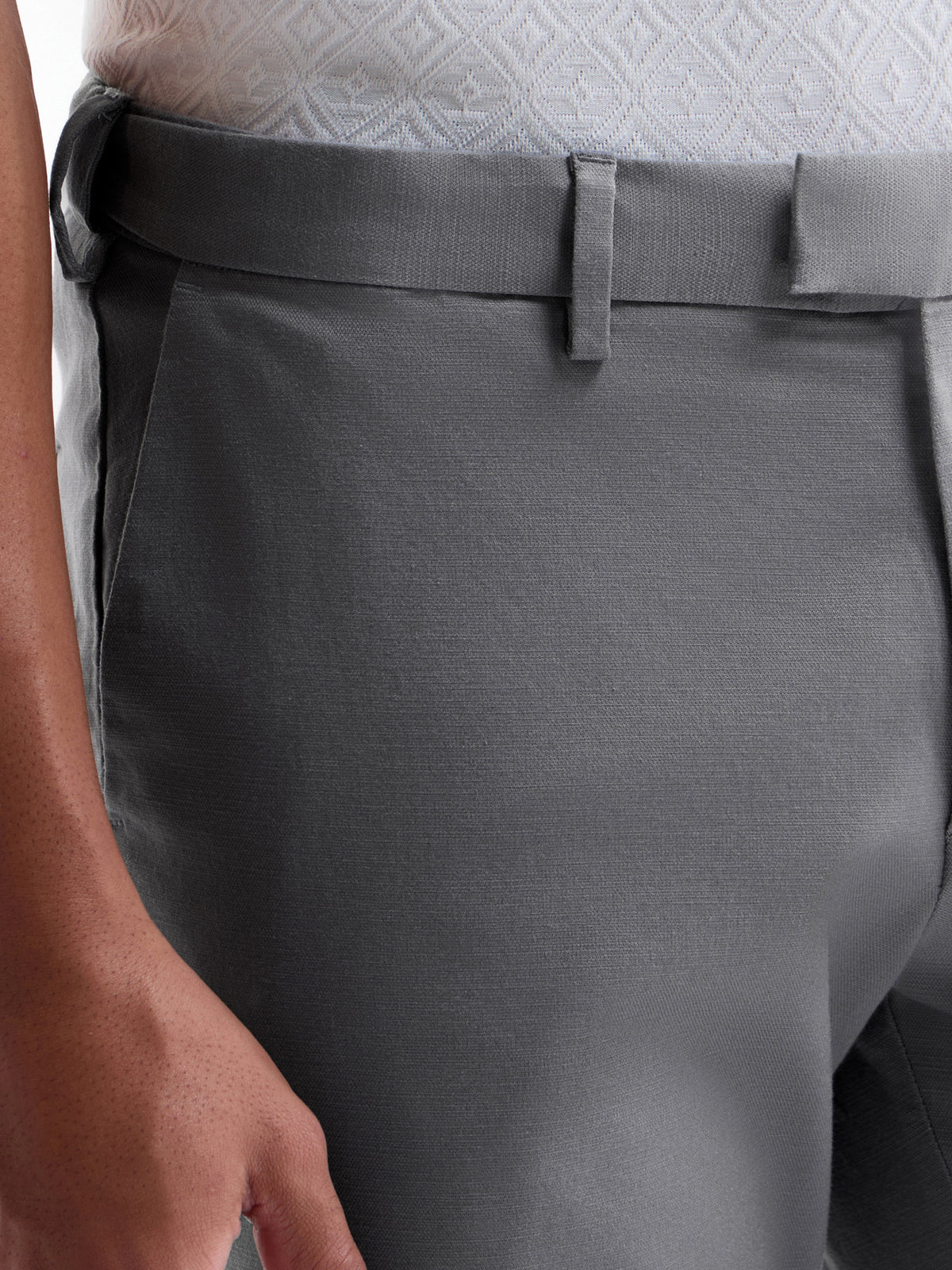 Regular Fit Cotton Tencel Spandex Trouser - Grey t4option_0
