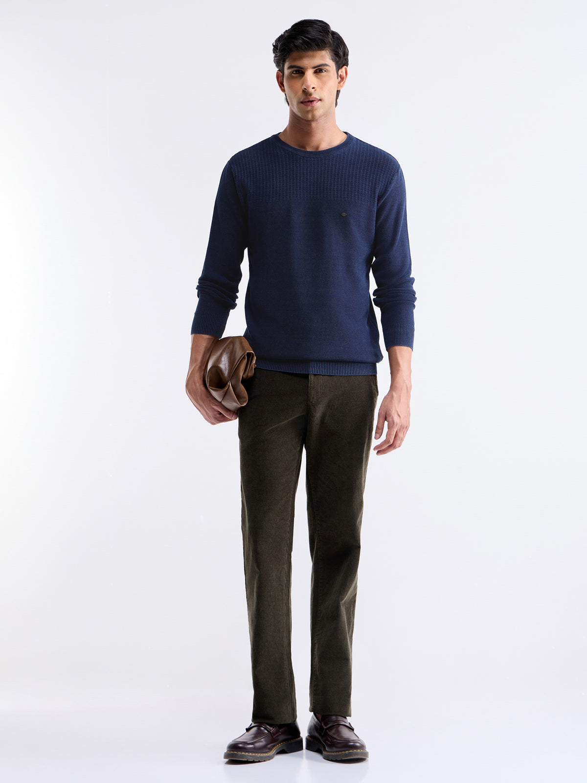 Solid Full Sleeve Jumper Sweater - Dk Indigo t4option_0