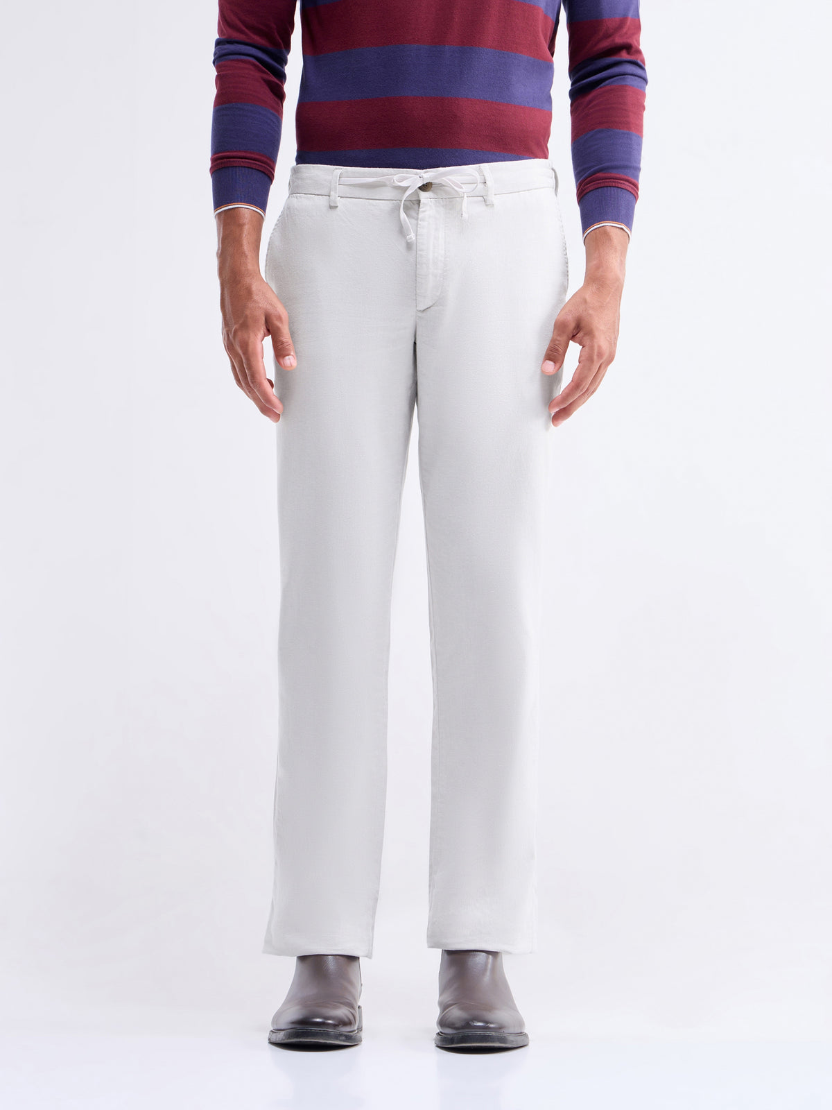 Regular Fit Cotton Linen Trouser - Natural t4option_0