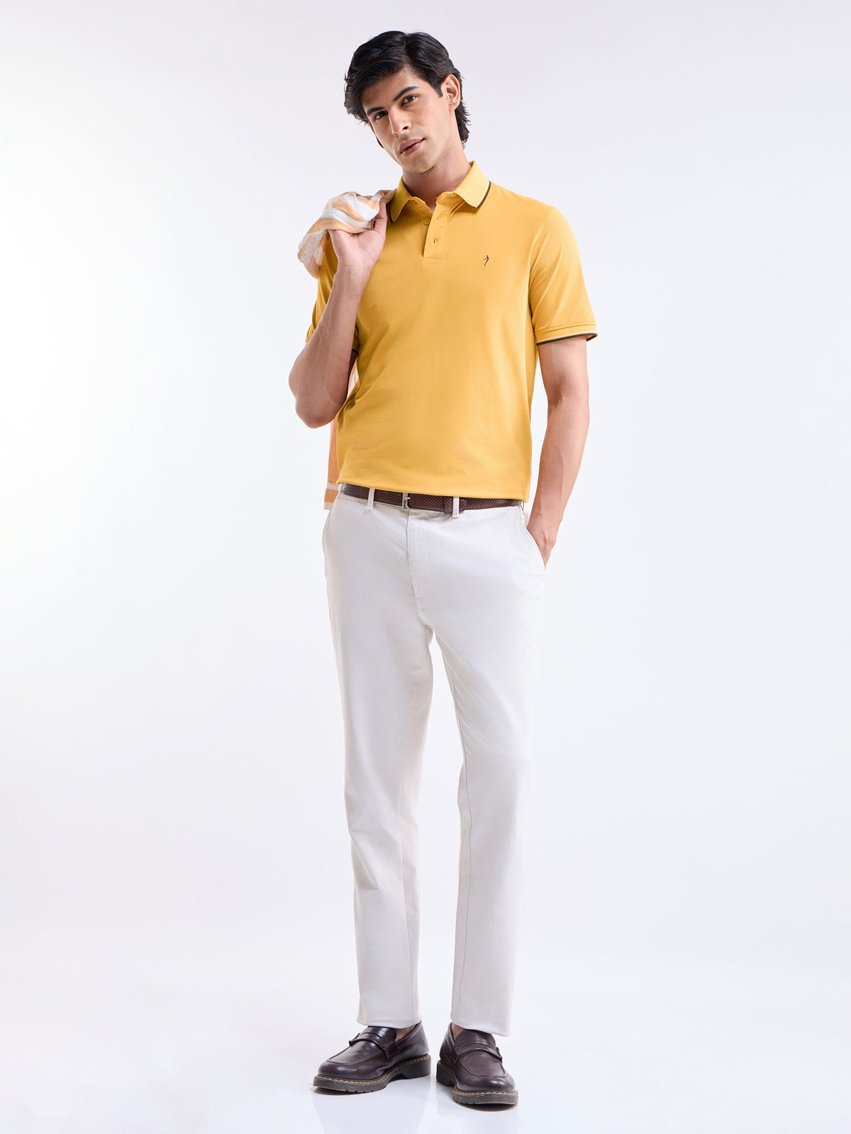 Solid Half Sleeve Regular Fit Polo T-Shirt - Soft Ochre t4option_6