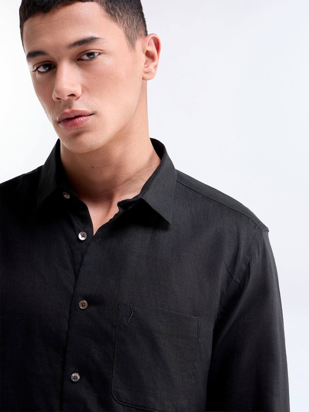 Solid Regular Fit Shirt - Black t4option_0