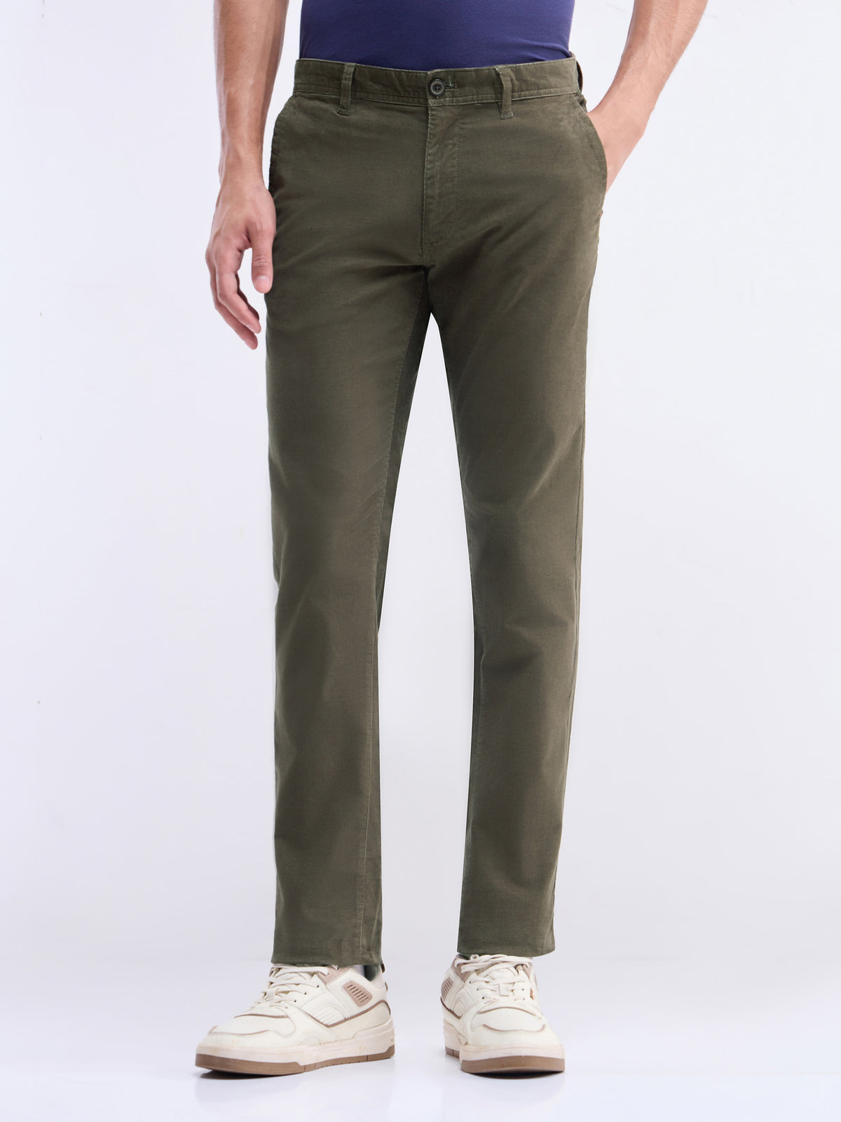 Slim Fit Cotton Stretch Trouser - Olive t4option_0