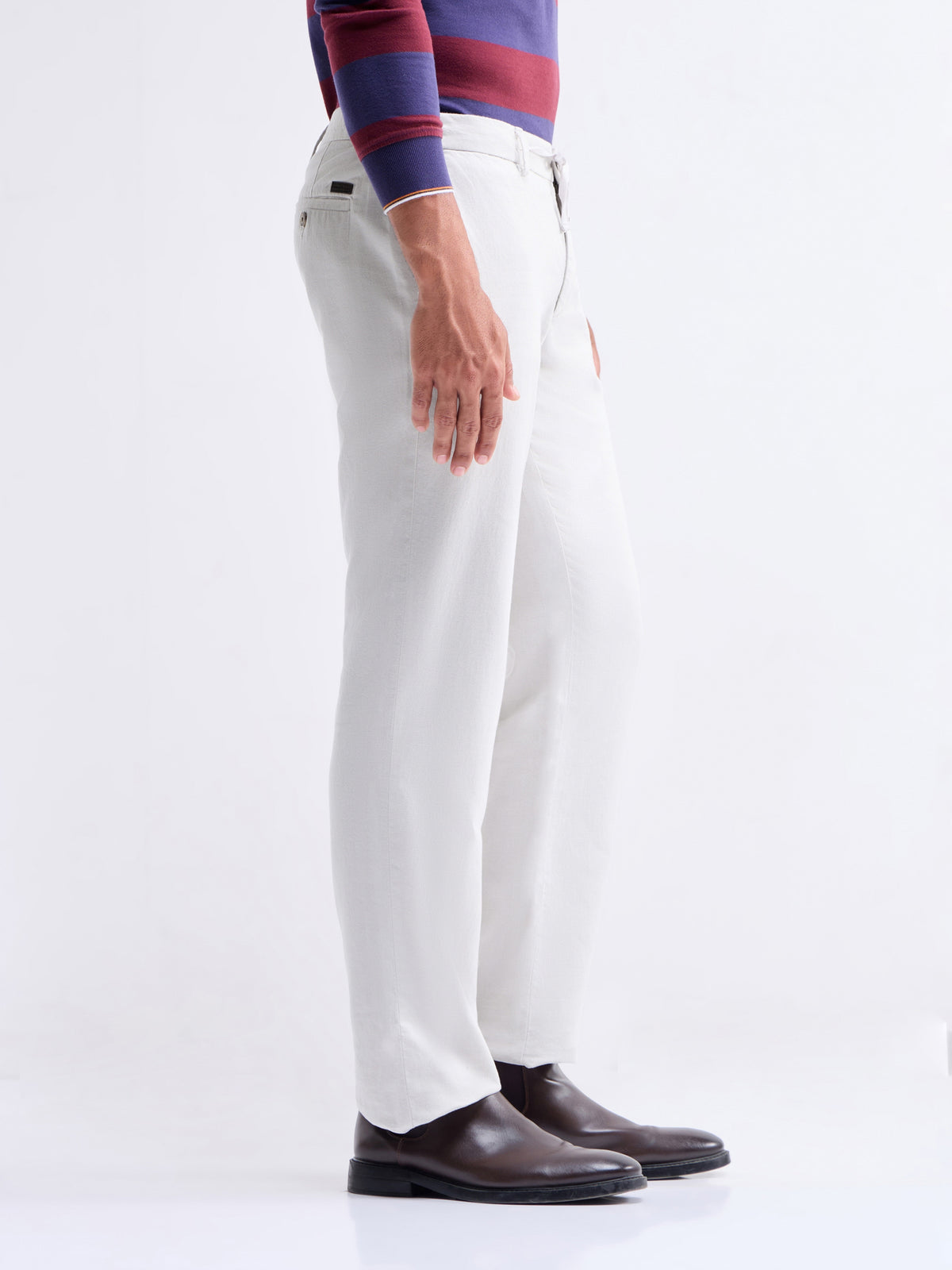 Regular Fit Cotton Linen Trouser - Natural t4option_0