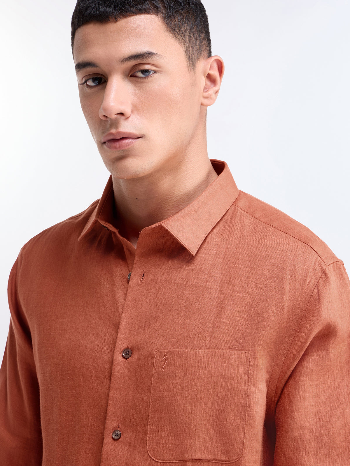 Solid Regular Fit Shirt - Rust t4option_9