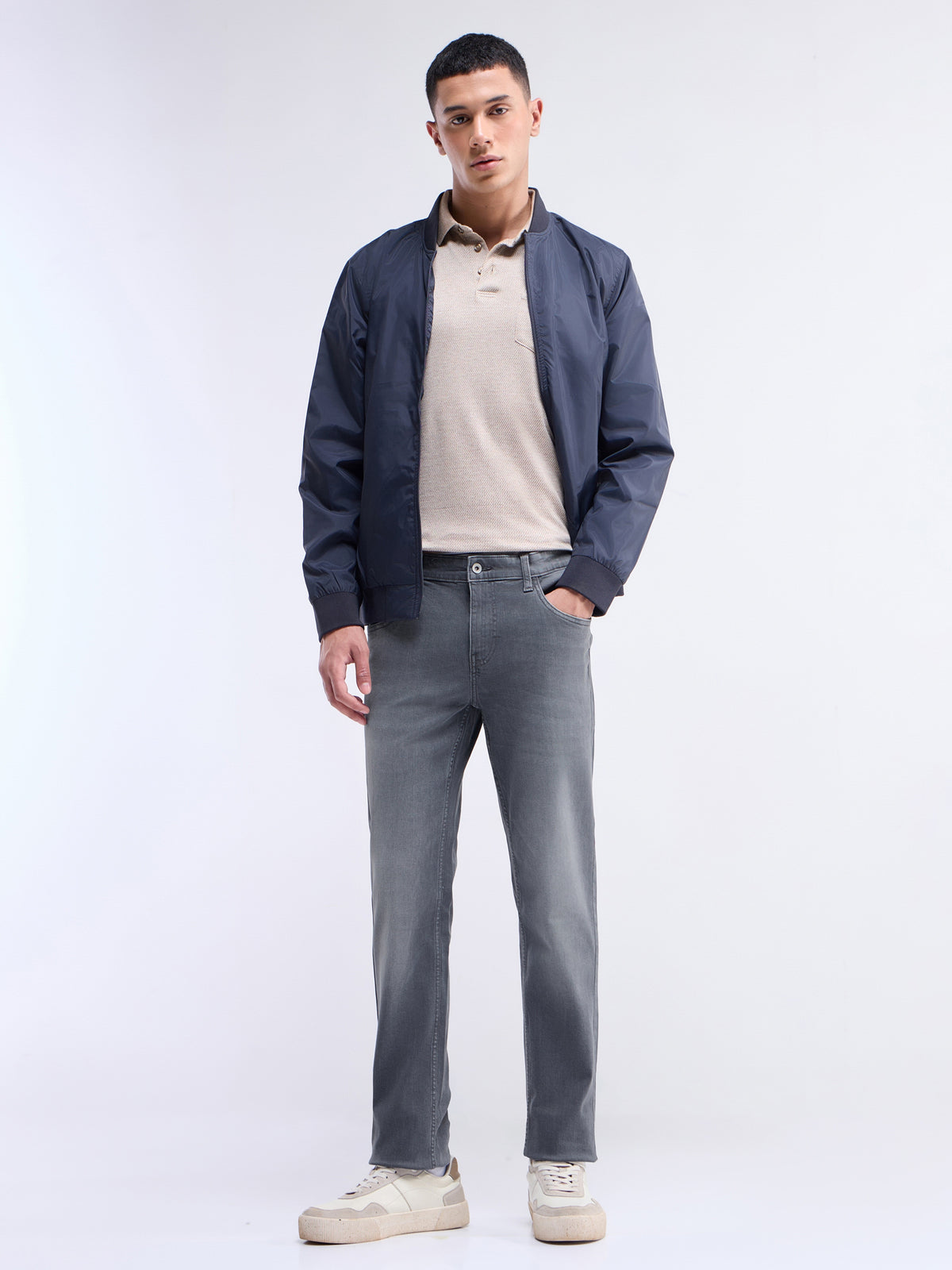 Slim Fit Stretchable Jeans - Dark Grey t4option_0