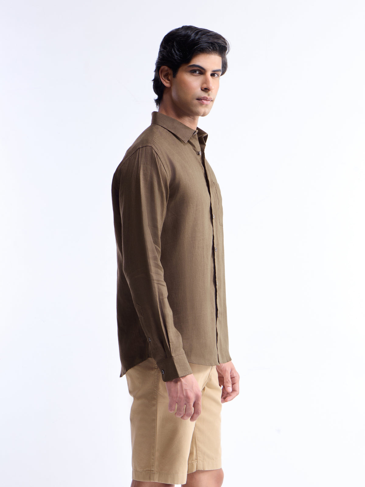 Solid Regular Fit Shirt - Choco t4option_2