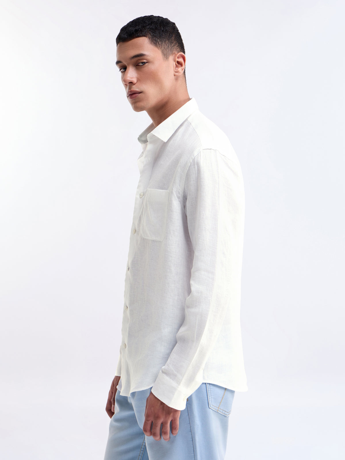 Solid Regular Fit Shirt - White t4option_12