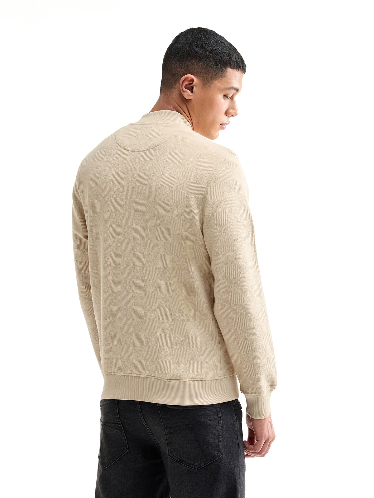 Solid Sweatshirt - Cream t4option_0