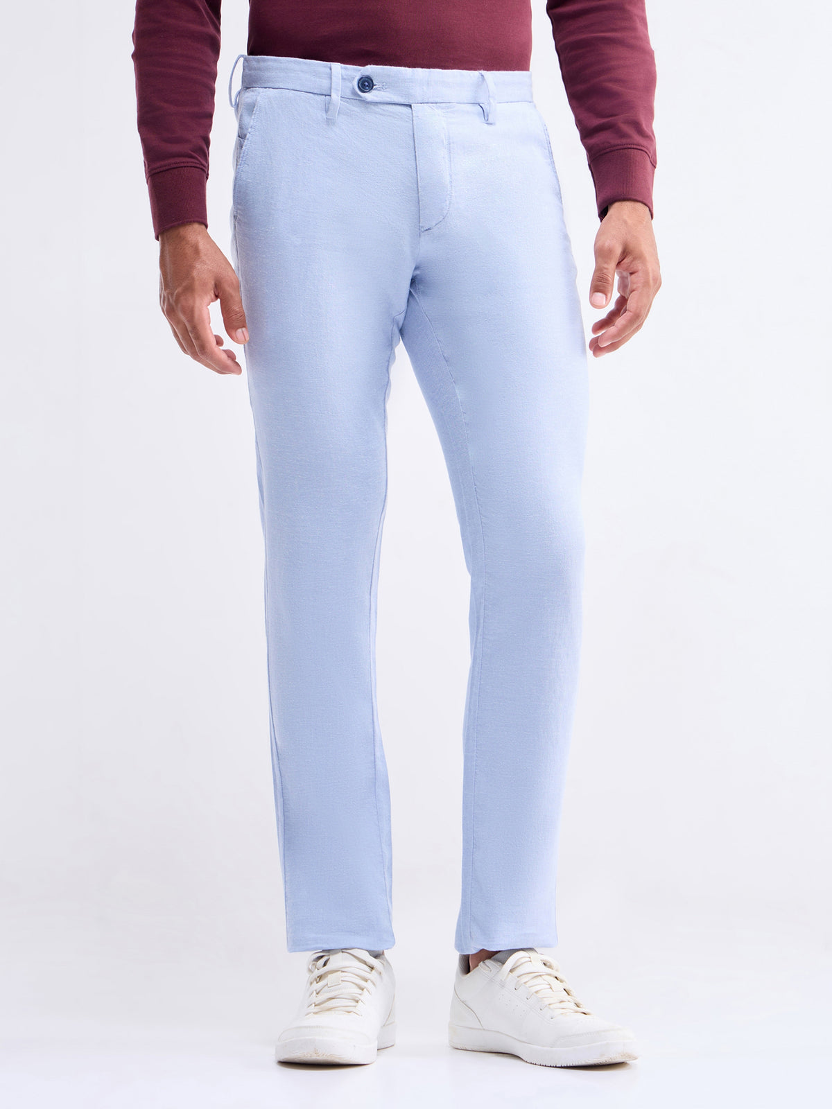 Slim Fit Cotton Linen Trouser - Sky t4option_5