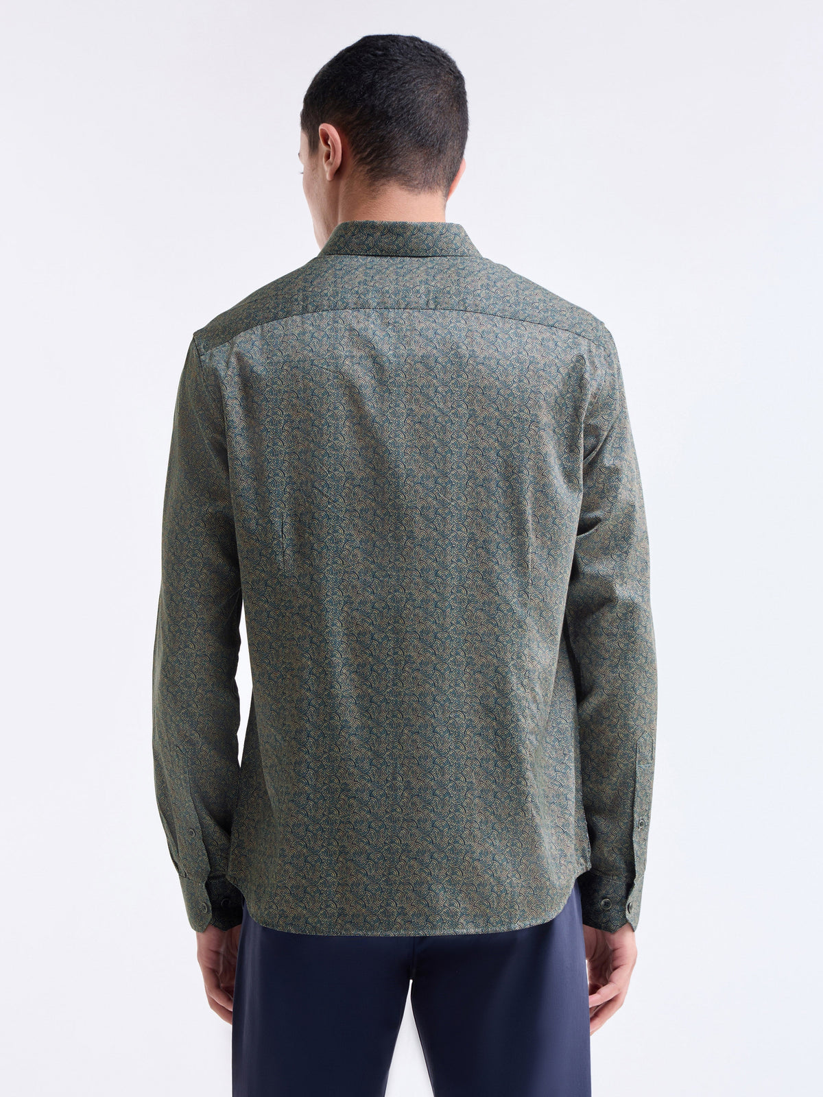 Printed Full Sleeve Cotton Shirt - Pine t4option_0