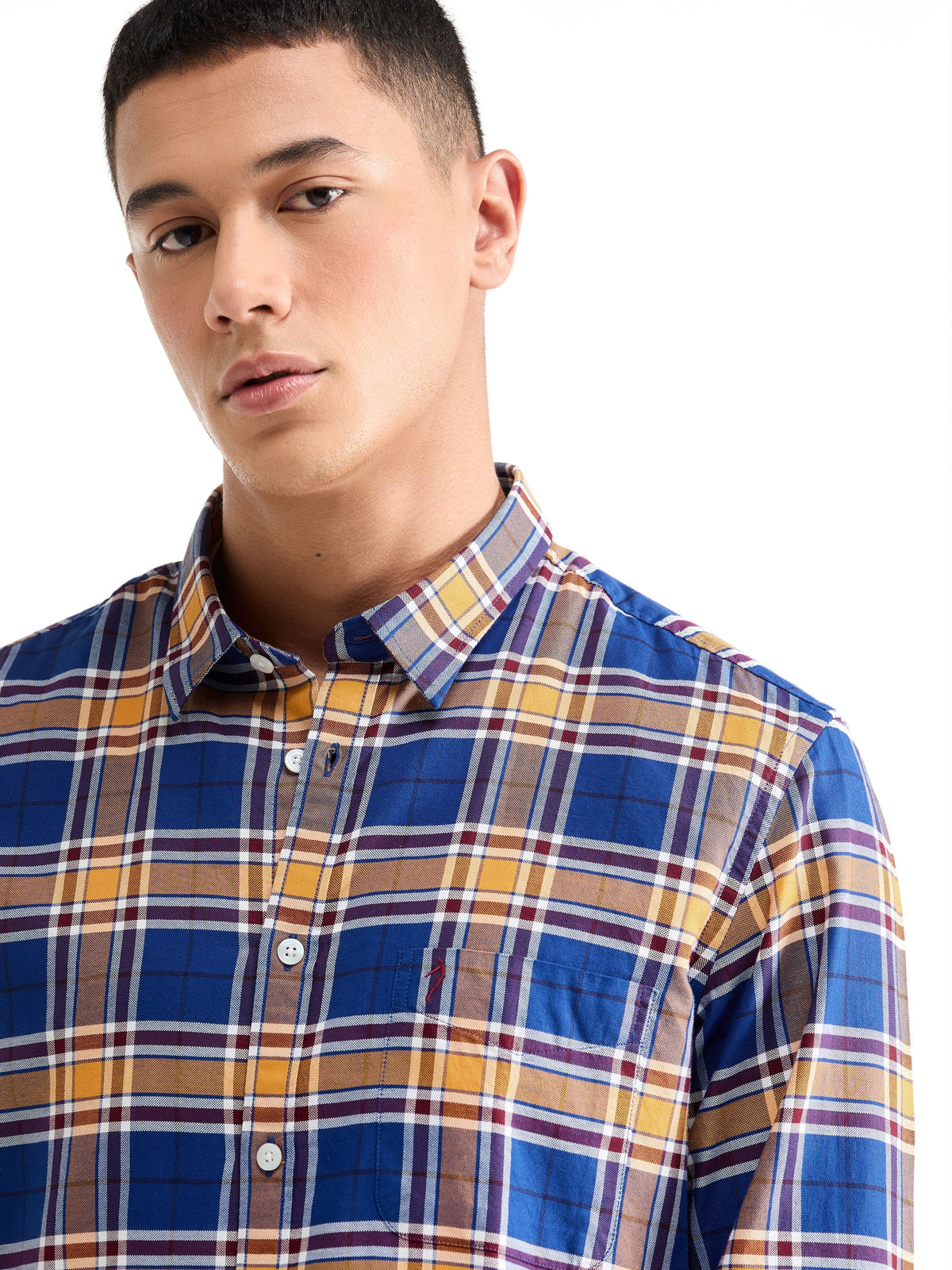 Check Full Sleeve Cotton Shirt - Blue t4option_0