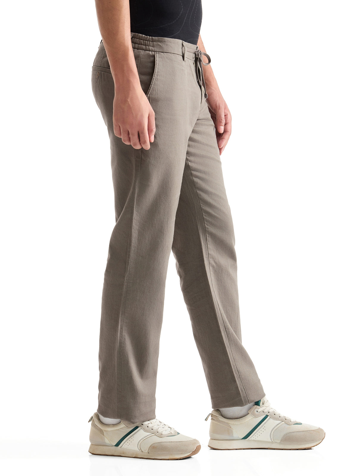 Regular Fit Cotton Linen Trouser - Olive t4option_2