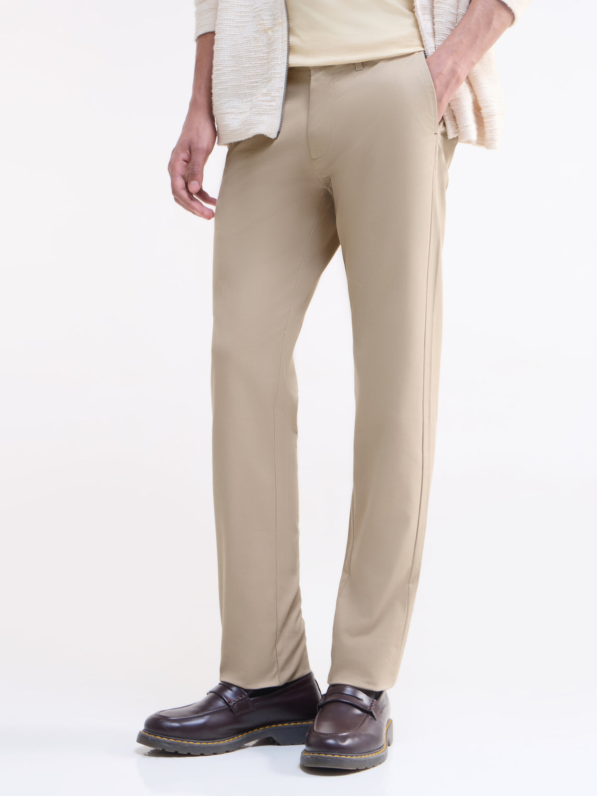 Slim Fit Cotton Stretch Trouser - Lt Khaki t4option_1