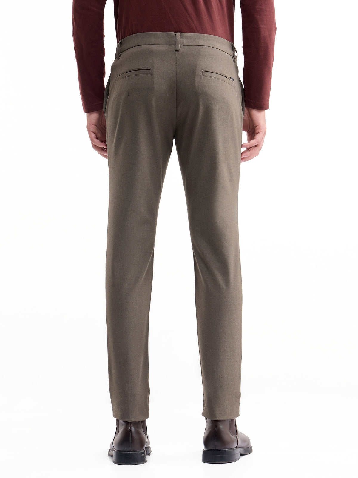 Urban Fit Poly Blend Trouser - Brown Mel t4option_2