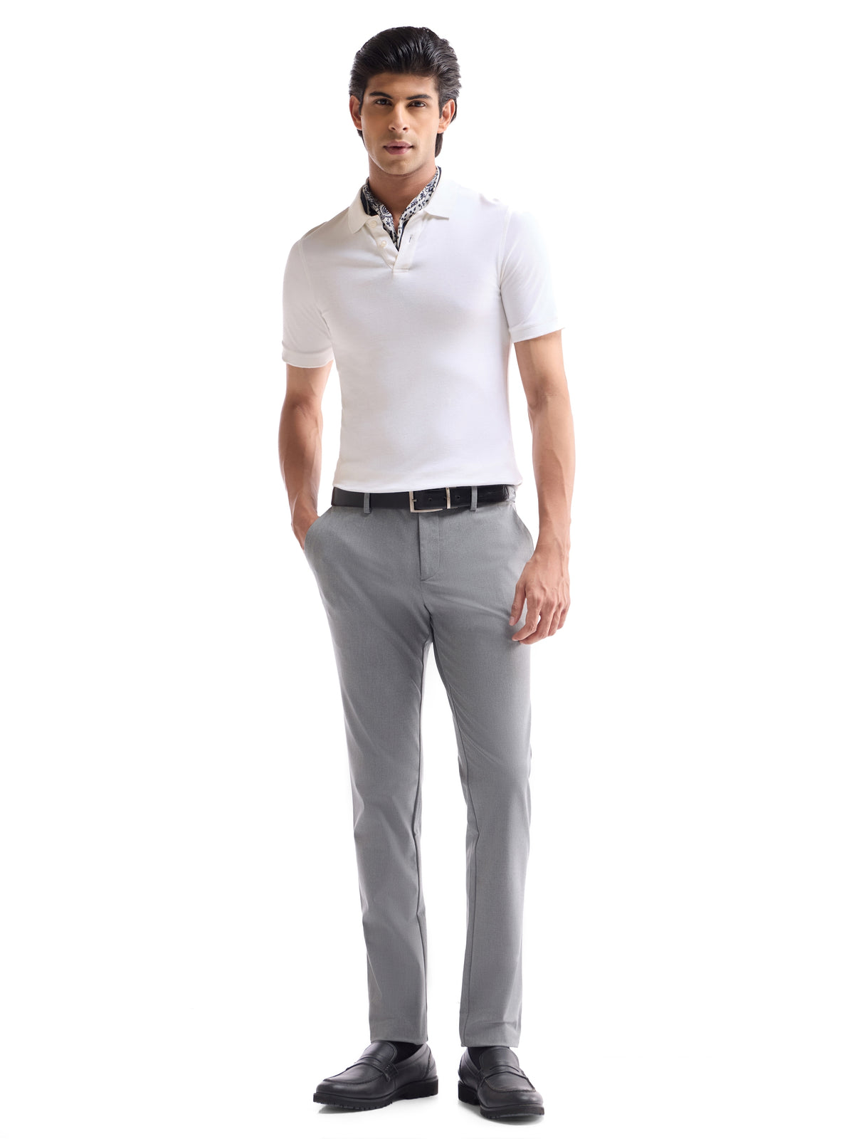 Slim Comfort Fit Poly Viscose Trouser - Lt Grey M. t4option_4