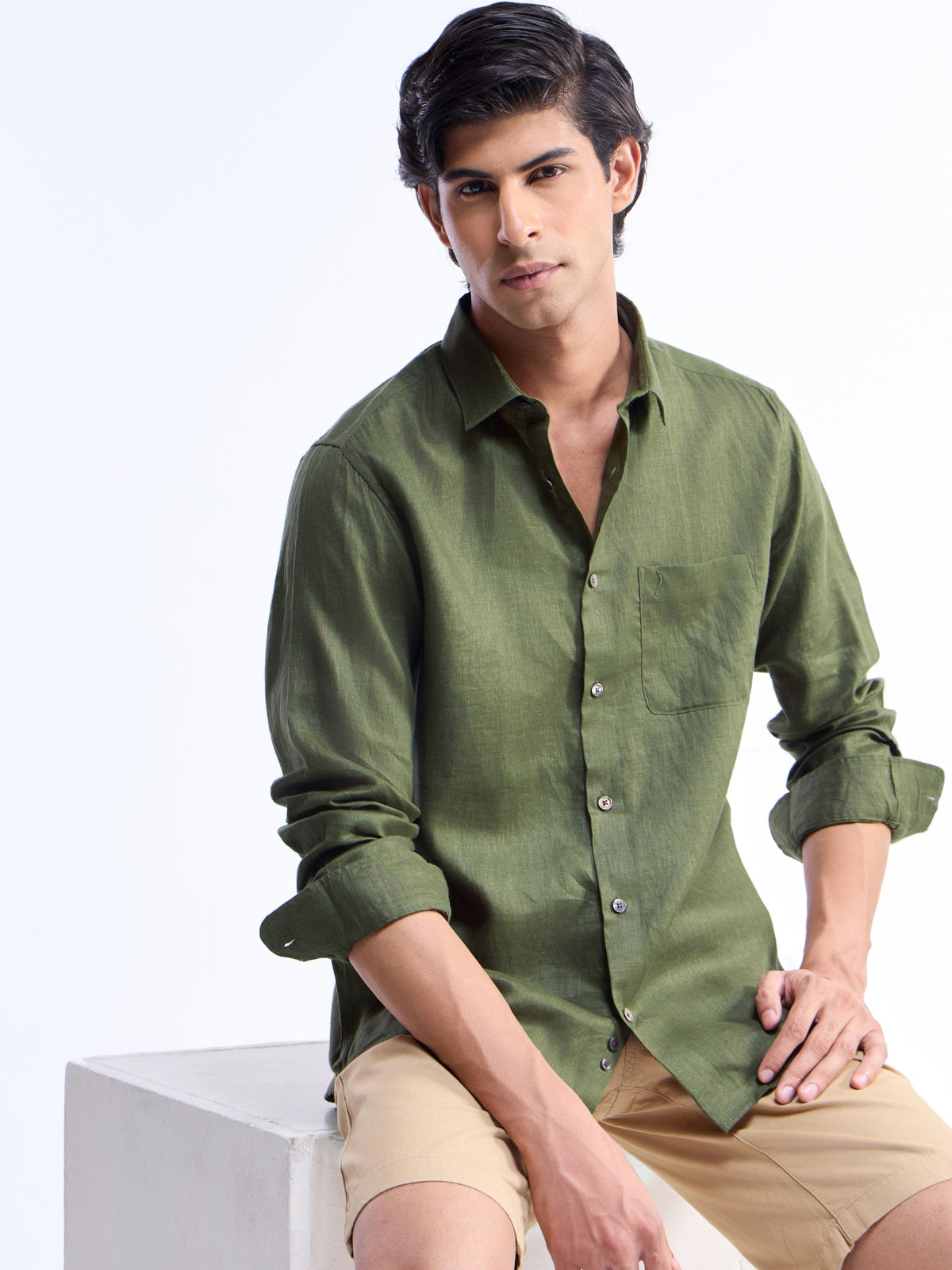Solid Regular Fit Shirt - Olive t4option_6